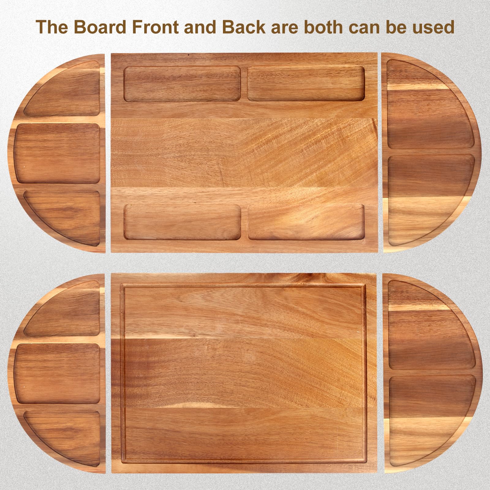 28x12 Inch Extra Large Wooden Charcuterie Board Set - 3-Piece Magnetic Cheese Serving Tray with Acacia Wood Platter for Charcuterie, Cheese & Meat | Perfect for Entertaining, Housewarming Gifts & New Home Gifts for Women