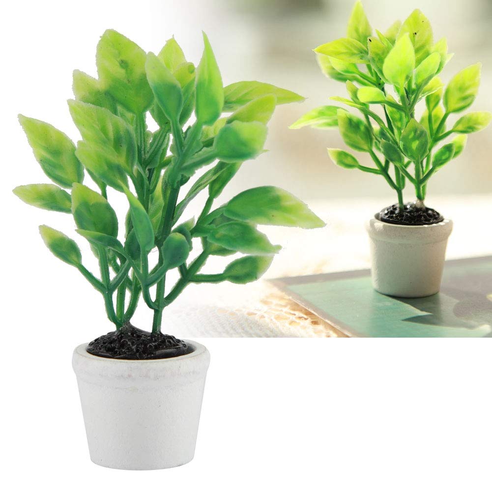 Fdit Artificial Miniature Green Plant Bonsai - Fake Potted Plant for Home, Office, Garden Decor - Perfect for Tabletop, Shelf, and Indoor Greenery Decorations