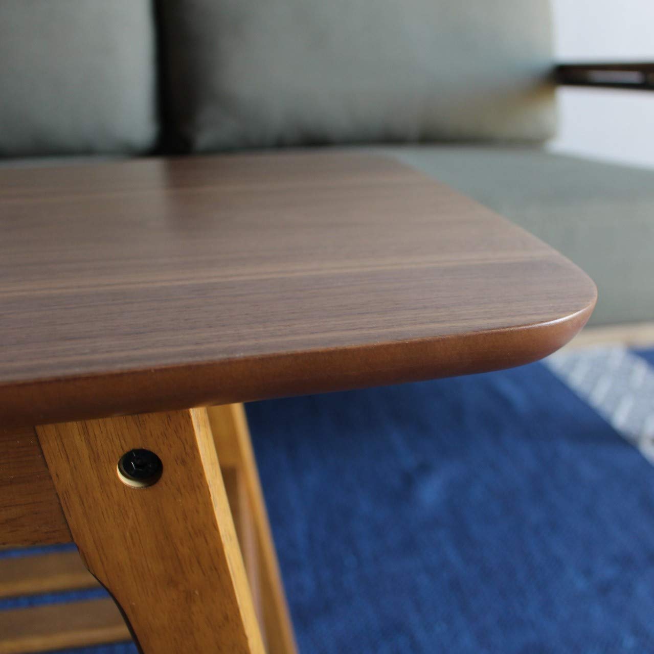 AZUMAYA TAC-227WAL Modern Walnut Coffee Table - 36 Inch Round Wooden Living Room Table with Storage Shelf - Perfect for Small Spaces, Apartments & Cozy Home Decor