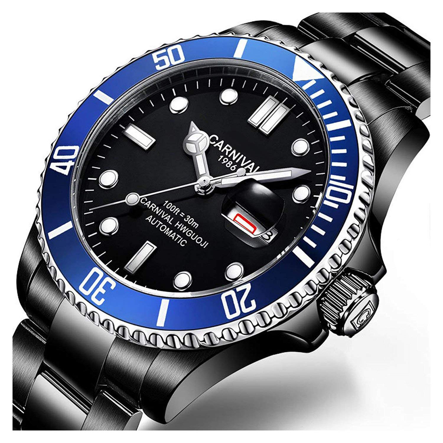 Carlien Men's Luxury Automatic GMT Diving Watch - Stainless Steel, Sapphire Glass, Luminous - Business & Sport Mechanical Watch for Professionals & Adventurers
