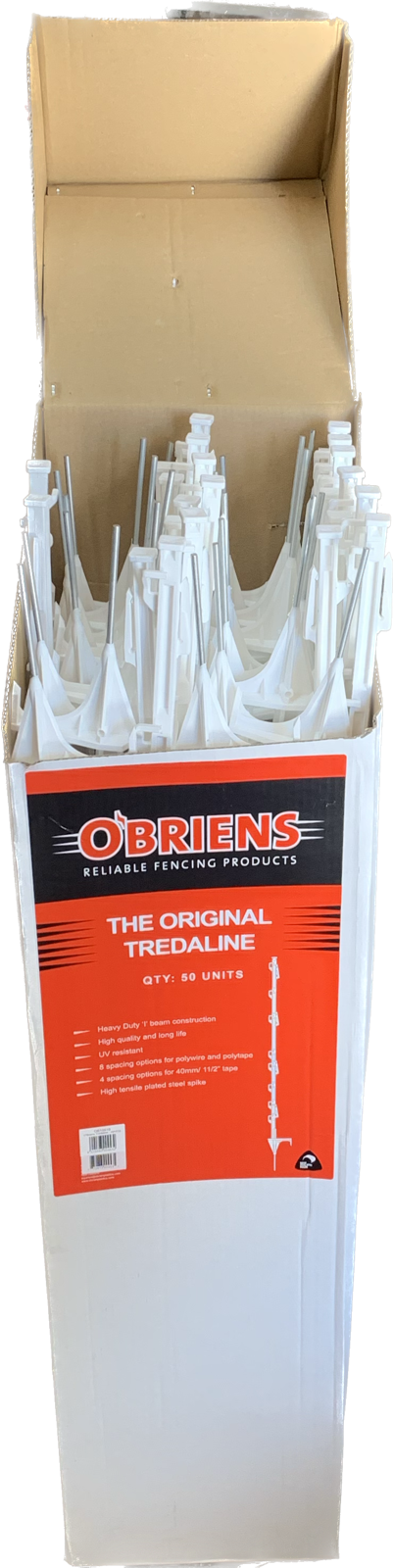 50 Pack O'Briens Treadaline Step-In Fence Posts - Durable Plastic Yard Markers (Blue/White/Yellow) for Dog Runs, Garden Borders & Property Boundaries