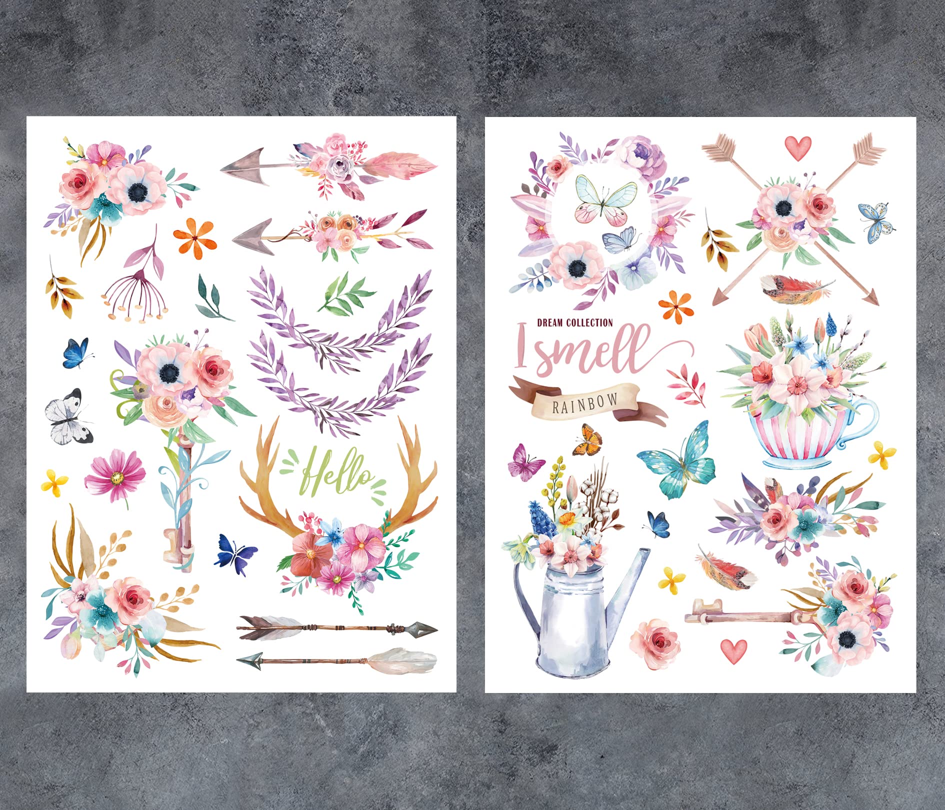 GSS Designs Botanical Floral Rub-On Transfers - 2 Pack 12x16 Inch DIY Furniture Stickers for Crafts, Scrapbooking & Home Decor | Easy-to-Apply Flower Patterns for Wooden Furniture, Picture Frames & DIY Projects