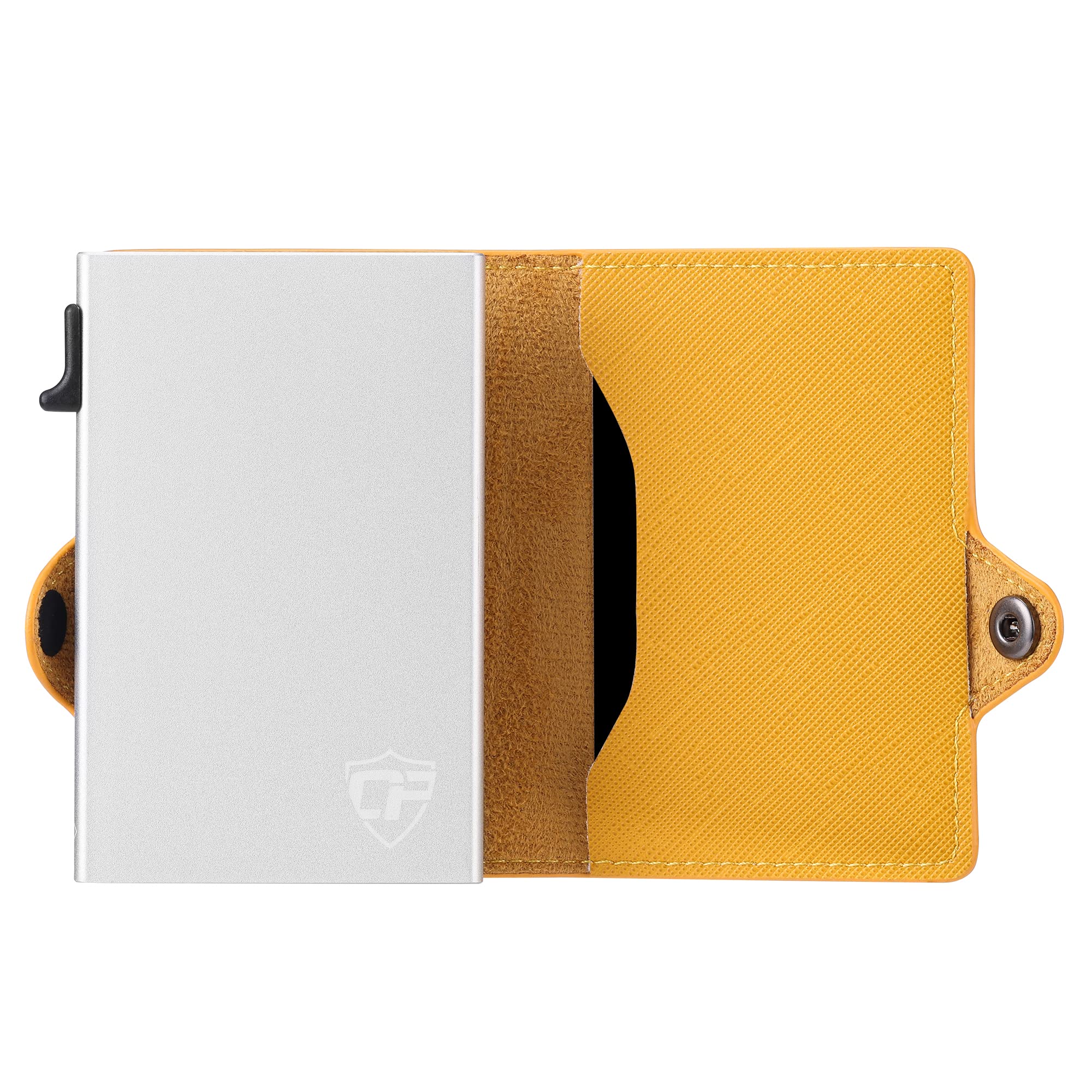 Slim RFID Blocking Wallet for Women - Anti-Theft Credit Card Holder with Pop-Up Design, Orange PU Saffiano Leather - Perfect for Small Purses & Everyday Use