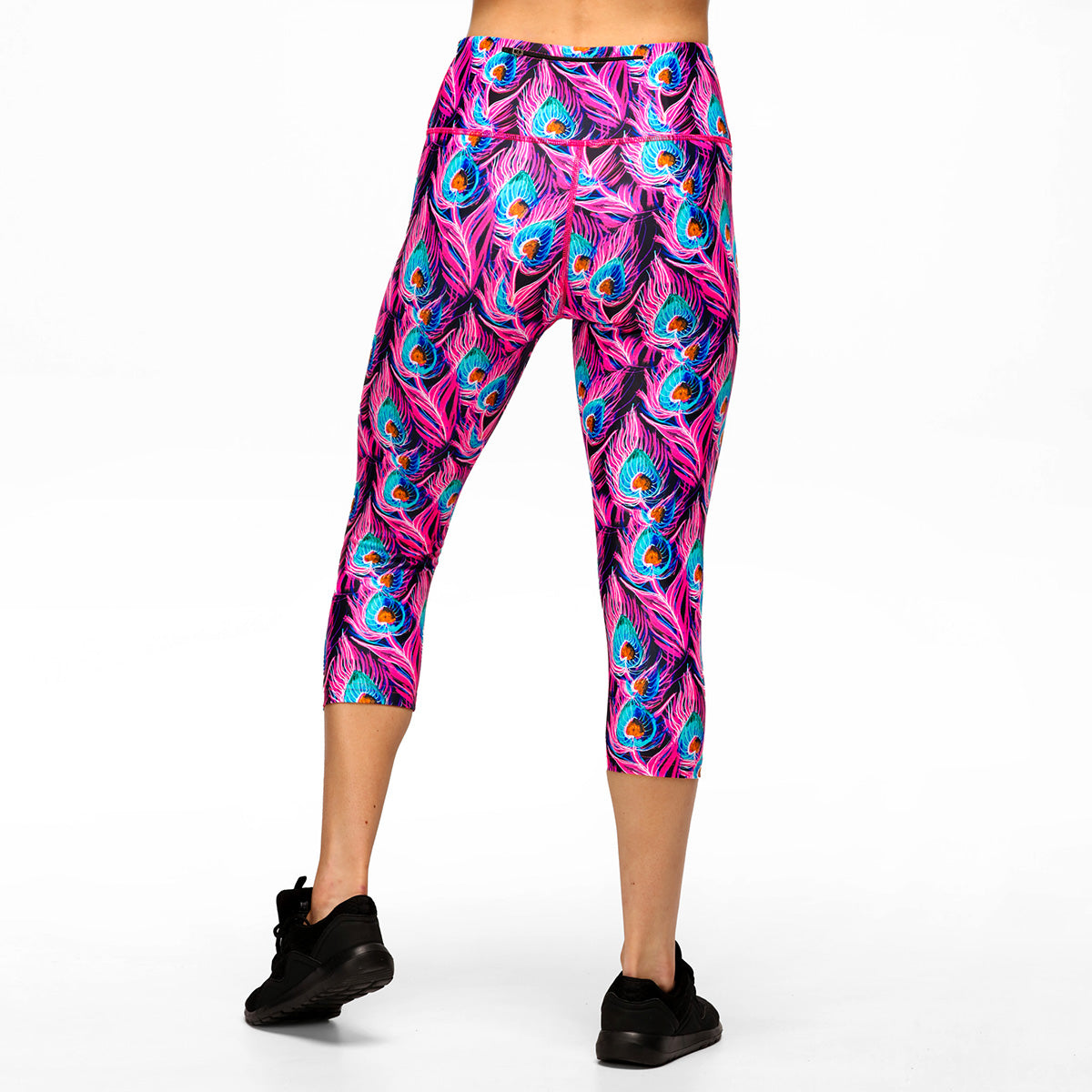 Flamboyant Feathers Capri Pants - Women's Bohemian Beachwear for Summer Vacation & Music Festivals