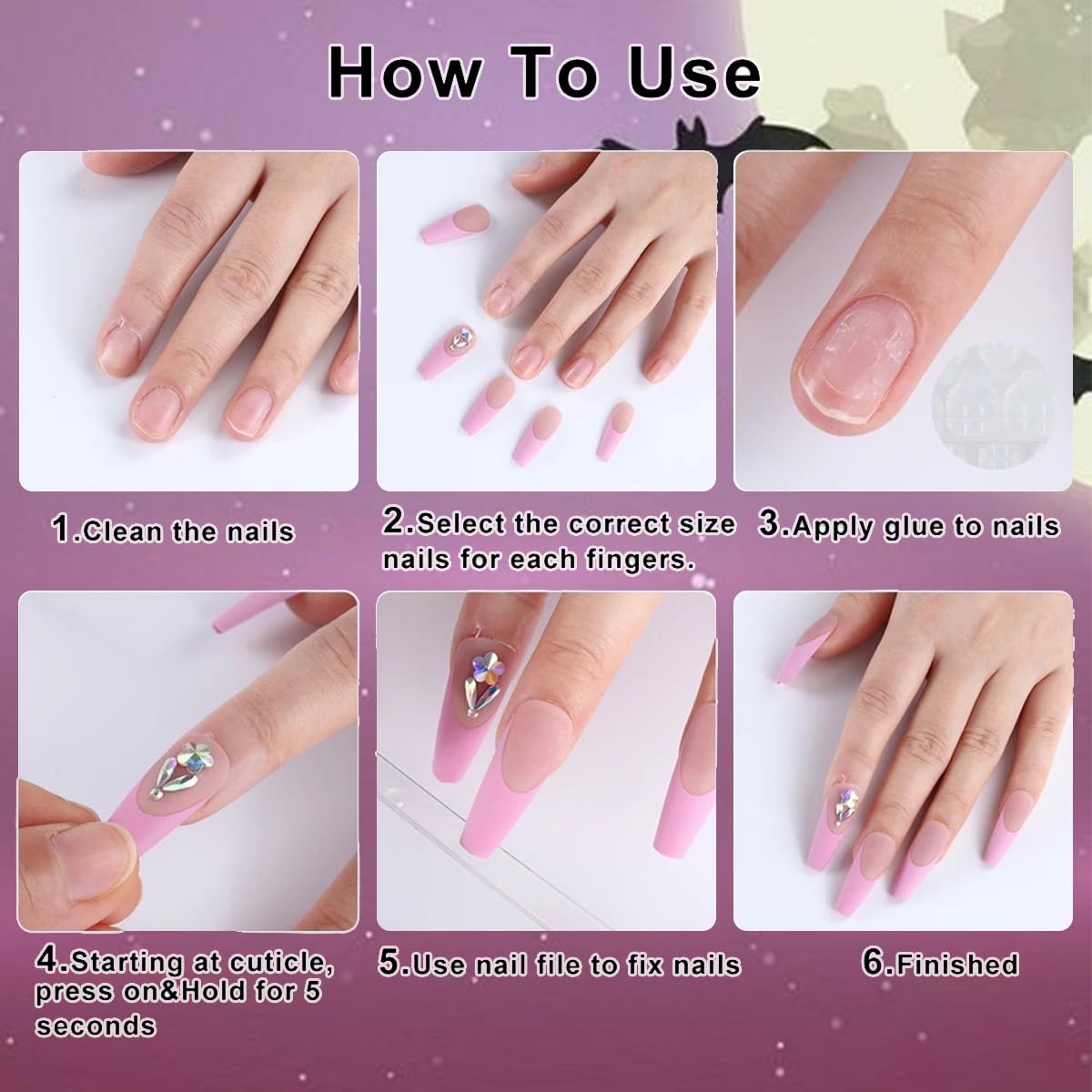 24 Pcs Halloween Press on Nails - Medium Square Fake Nails with Glow in Dark & Glitter Designs (Spider Web, Mummy) - Pink Glossy Full Cover Artificial Nails for Women - Perfect for Halloween Parties, Cosplay & Nail Art Enthusiasts