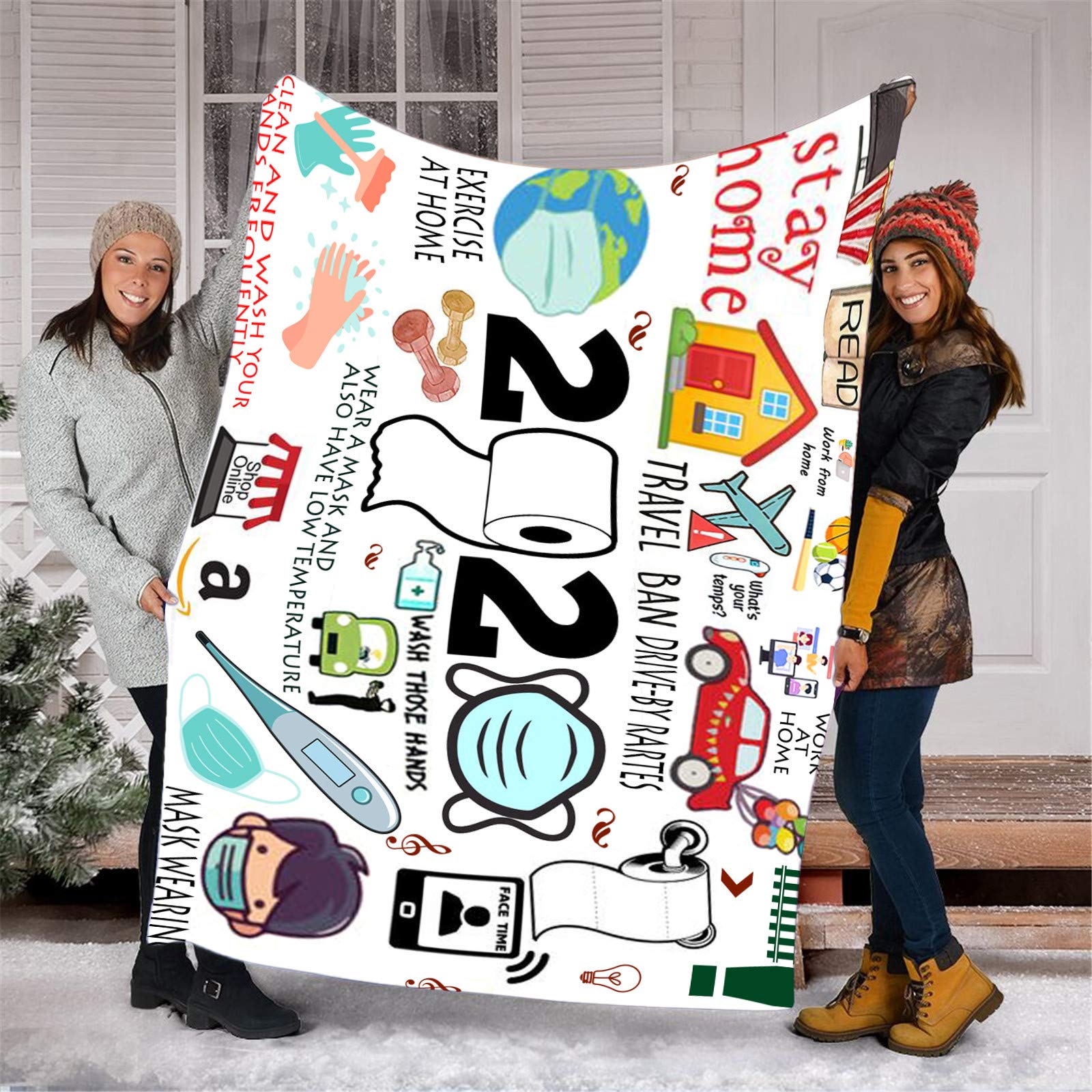 2020 Epidemic Survivor Printed Fleece Blanket - Soft Flannel Fabric Throw for Kids & Adults - Perfect for Sofa, Bed, and Cozy Home Use