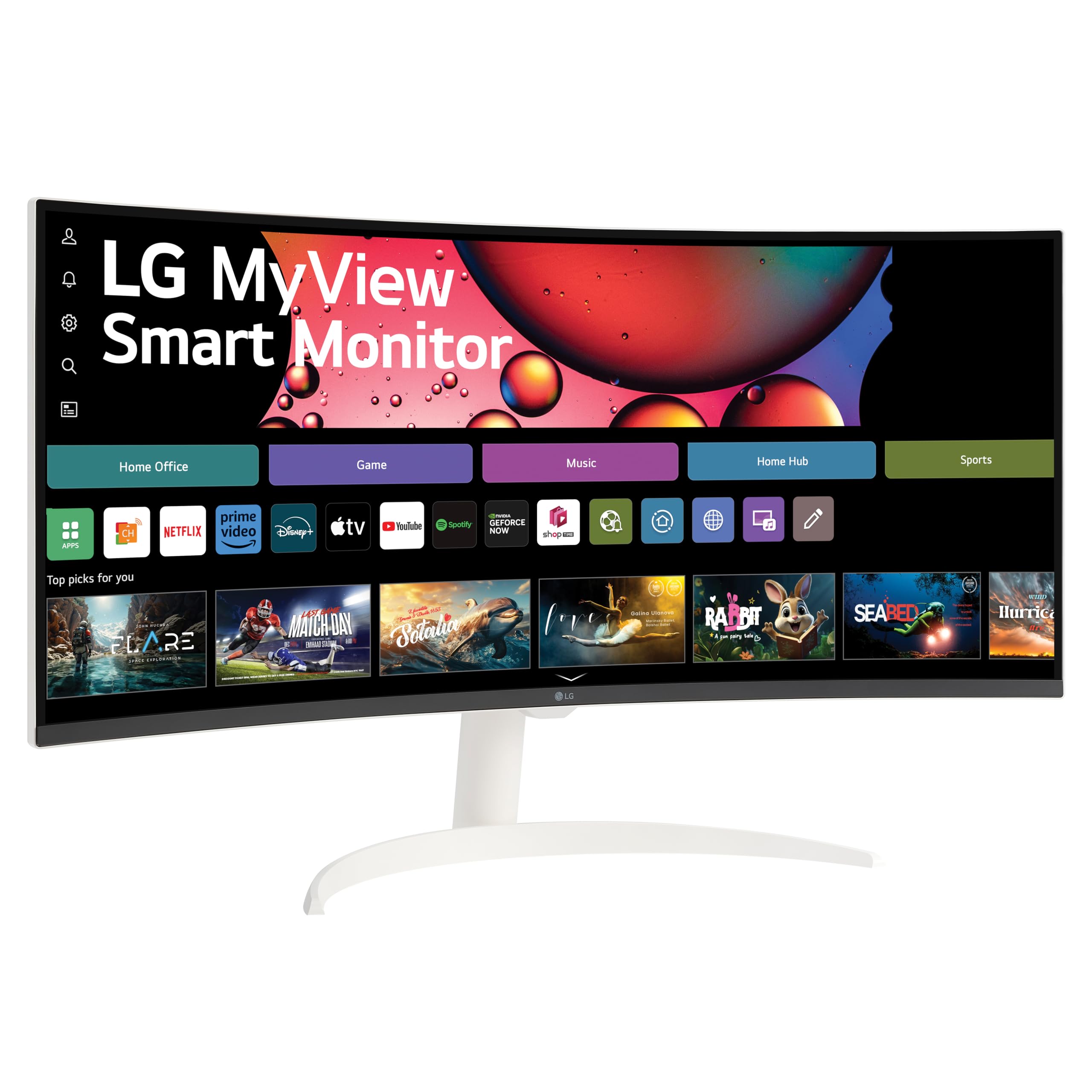 LG 34SR60QC-W 34-inch UltraWide QHD Curved Smart Monitor (3440x1440) with webOS, HDR10, 100Hz Refresh Rate, Built-in Speakers & AirPlay2 - Perfect for Home Office, Gaming & Streaming Entertainment