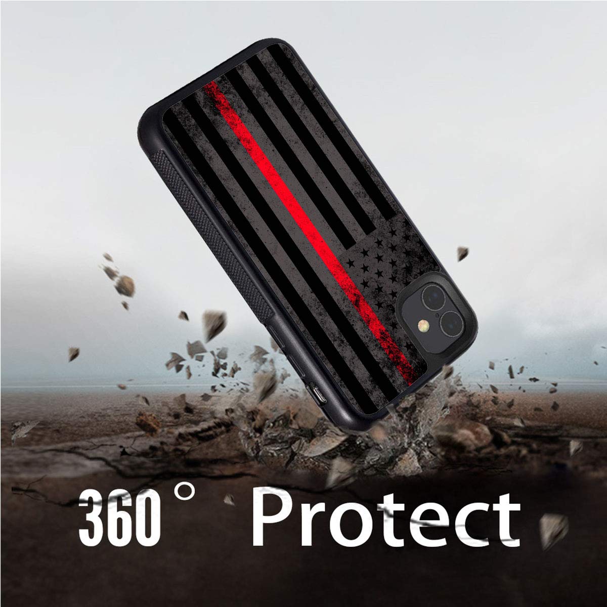 Slim Anti-Scratch Shockproof TPU Case for iPhone 11 Pro Max (6.5 inch 2019) - Thin Red Line American Flag Design | Durable Protective Cover for Everyday Use, Work & Travel