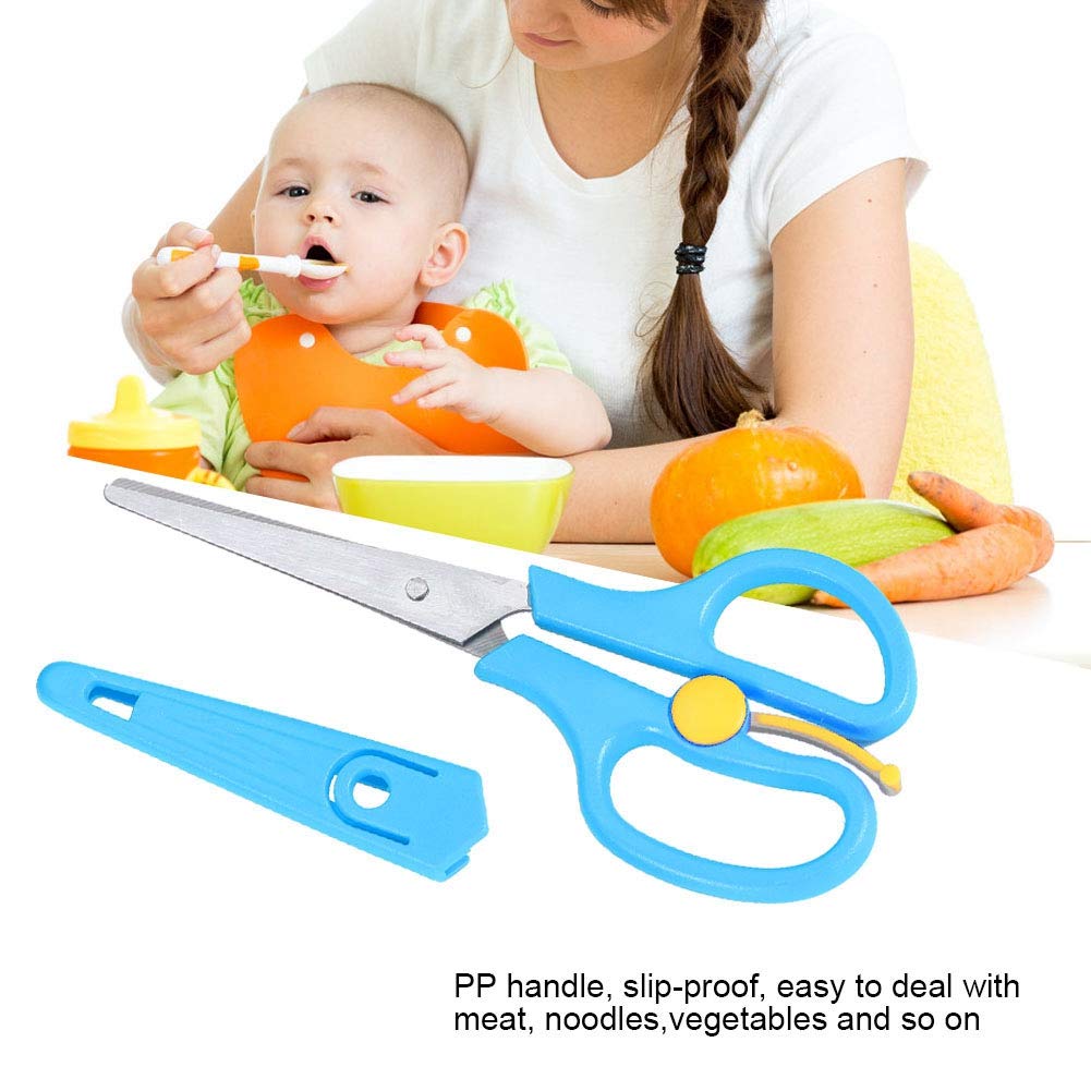 Stainless Steel Baby Food Scissors for Toddlers - Safe Training Scissors for Preschool Kids (Blue) - Perfect for Cutting Formula Powder, Fruits & Soft Foods