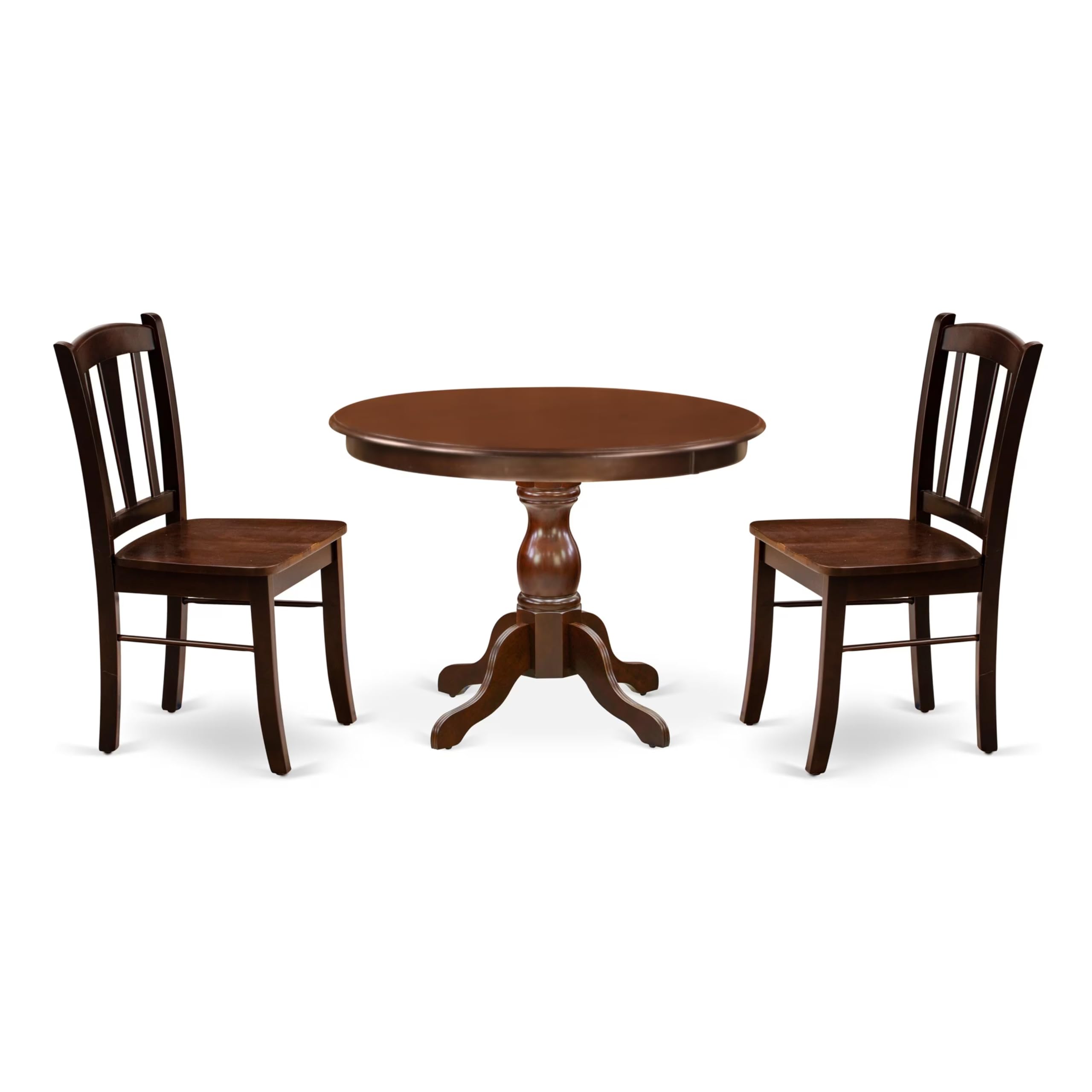 Modern 3-Piece Dining Table Set with Round Wooden Table & 2 Chairs, 42x42 Inch, Mahogany – Perfect for Small Spaces, Breakfast Nooks & Cozy Apartments