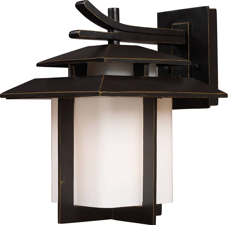 13H Kanso 1-Light Outdoor Wall Lantern in Hazelnut Bronze - Weatherproof Exterior Sconce for Porch, Patio, and Garden Lighting