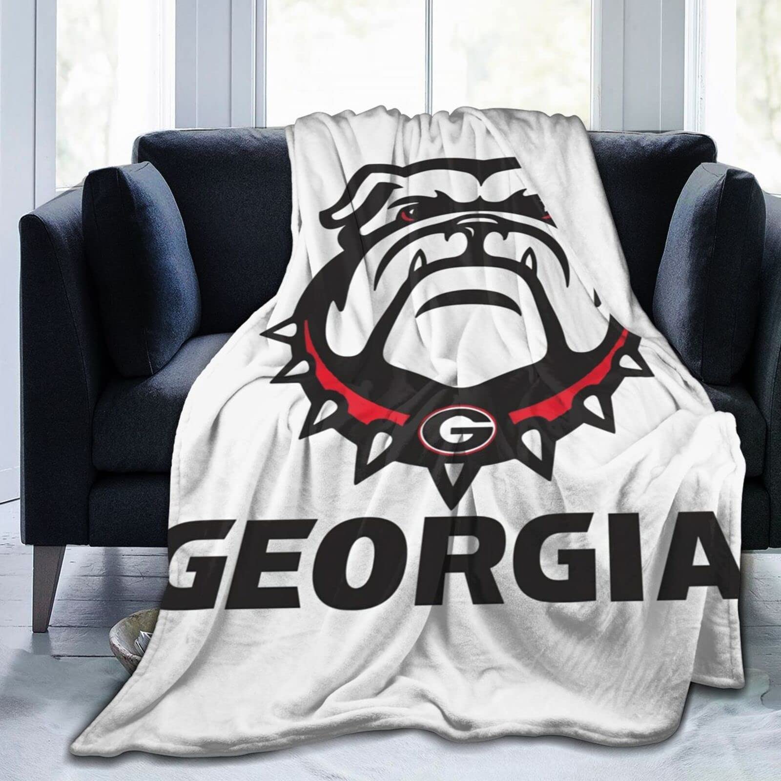 GA Bulldog Blanket - Ultra-Soft Flannel Throw for Sofa & Bed - 50x60