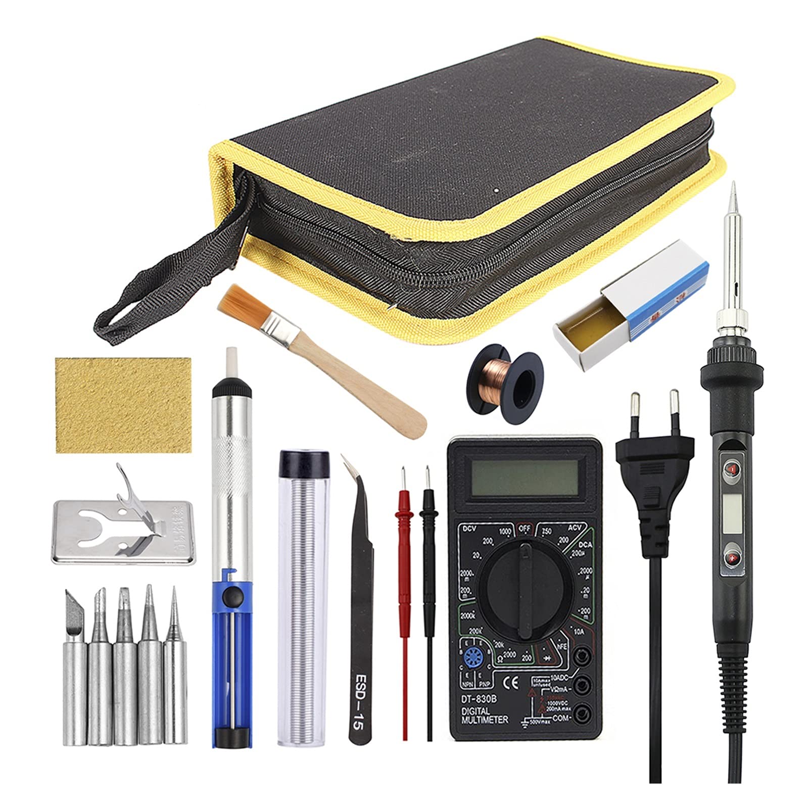 YUYOUMY 80W Adjustable Temperature Soldering Iron Kit with LCD Digital Display - 110V/220V Electric Solder Rework Station, Desoldering & Welding Tools for Electronics Repair (Set-4) - Perfect for DIY Projects, Circuit Board Fixing, and Home Appliance Maintenance