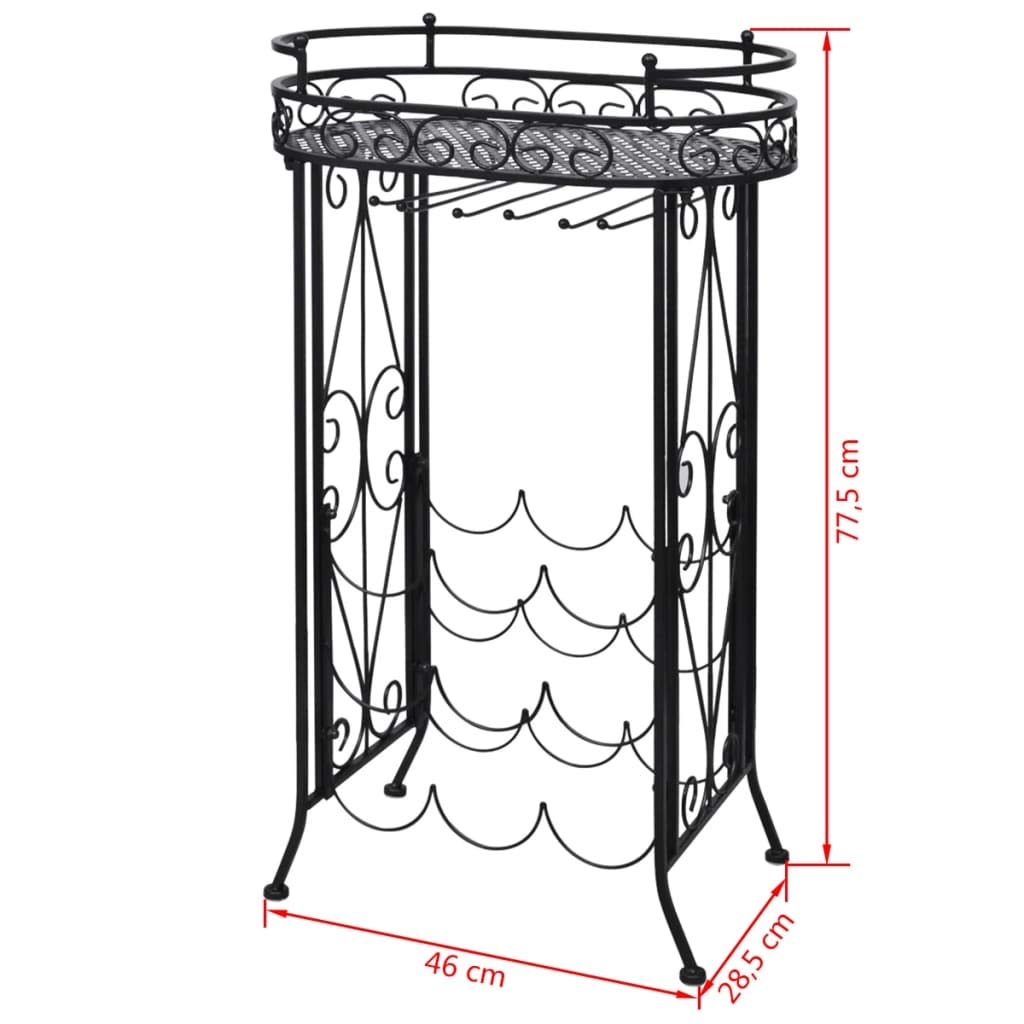FAMIROSA 9-Bottle Metal Wine Rack with Glass Holder - Freestanding Wine Storage & Display Shelf for Kitchen, Dining Room, or Bar Decor