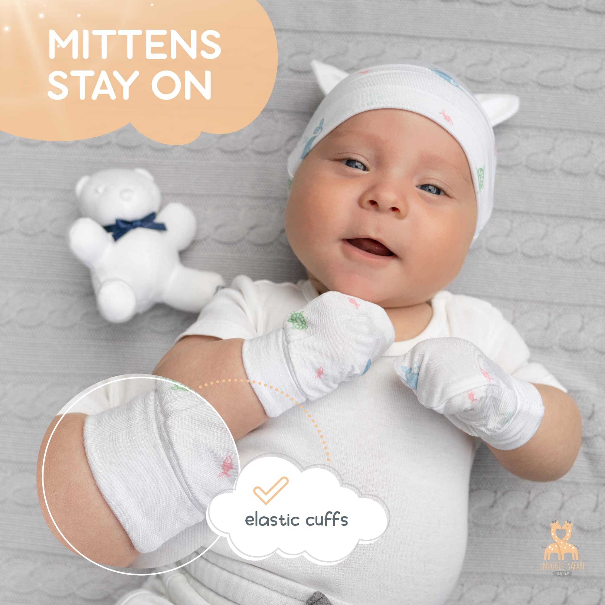Soft Bamboo Baby Mittens 0-3 Months - Anti-Scratch Gift Set for Newborns & Showers - Cozy Infant Essentials