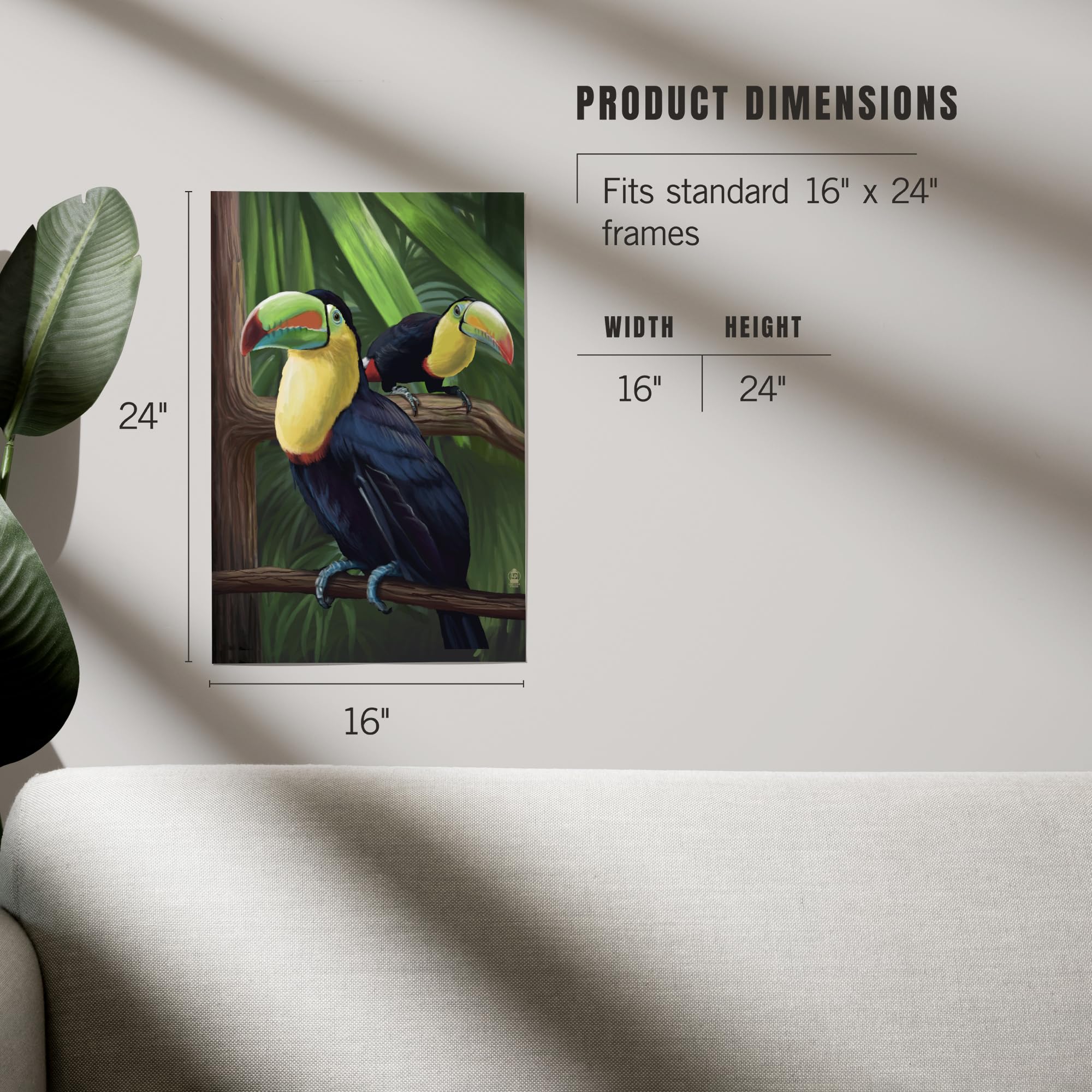 Lantern Press 16x24 Inch Giclee Print - Vibrant Toucan Bird Wall Art for Home & Office Decor | Perfect for Living Room, Bedroom or Tropical Themed Spaces