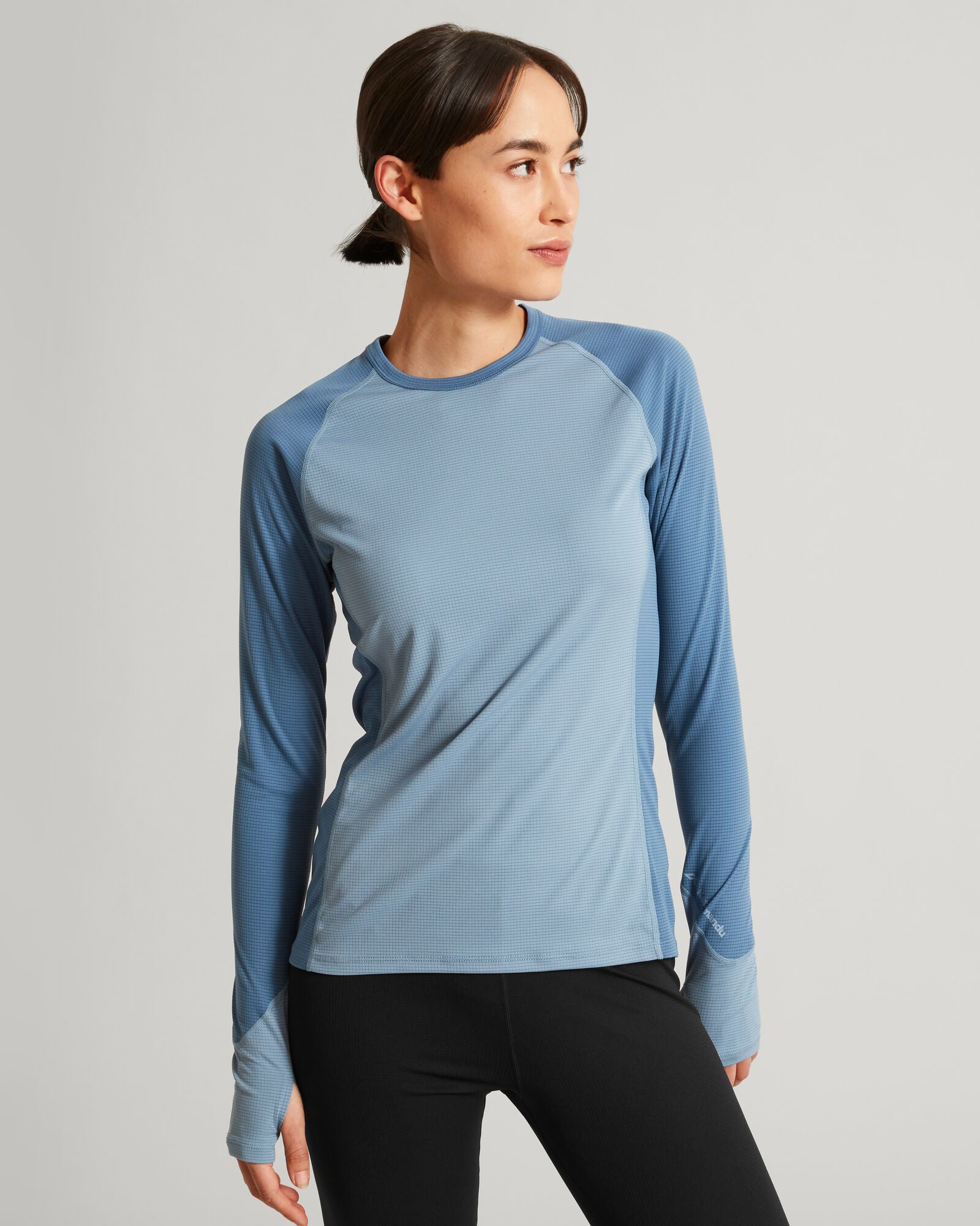 KMDAction Women's Long Sleeve T-Shirt - Breathable Workout Top for Yoga, Running & Gym | Moonlight Blue Haze | Athletic Casual Wear