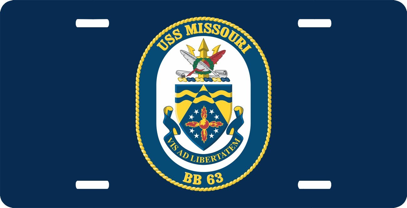 USS Missouri BB-63 Navy License Plate - American Battleship Car Tag for Military Enthusiasts & History Buffs - Perfect for Vehicles, Garages & Collections