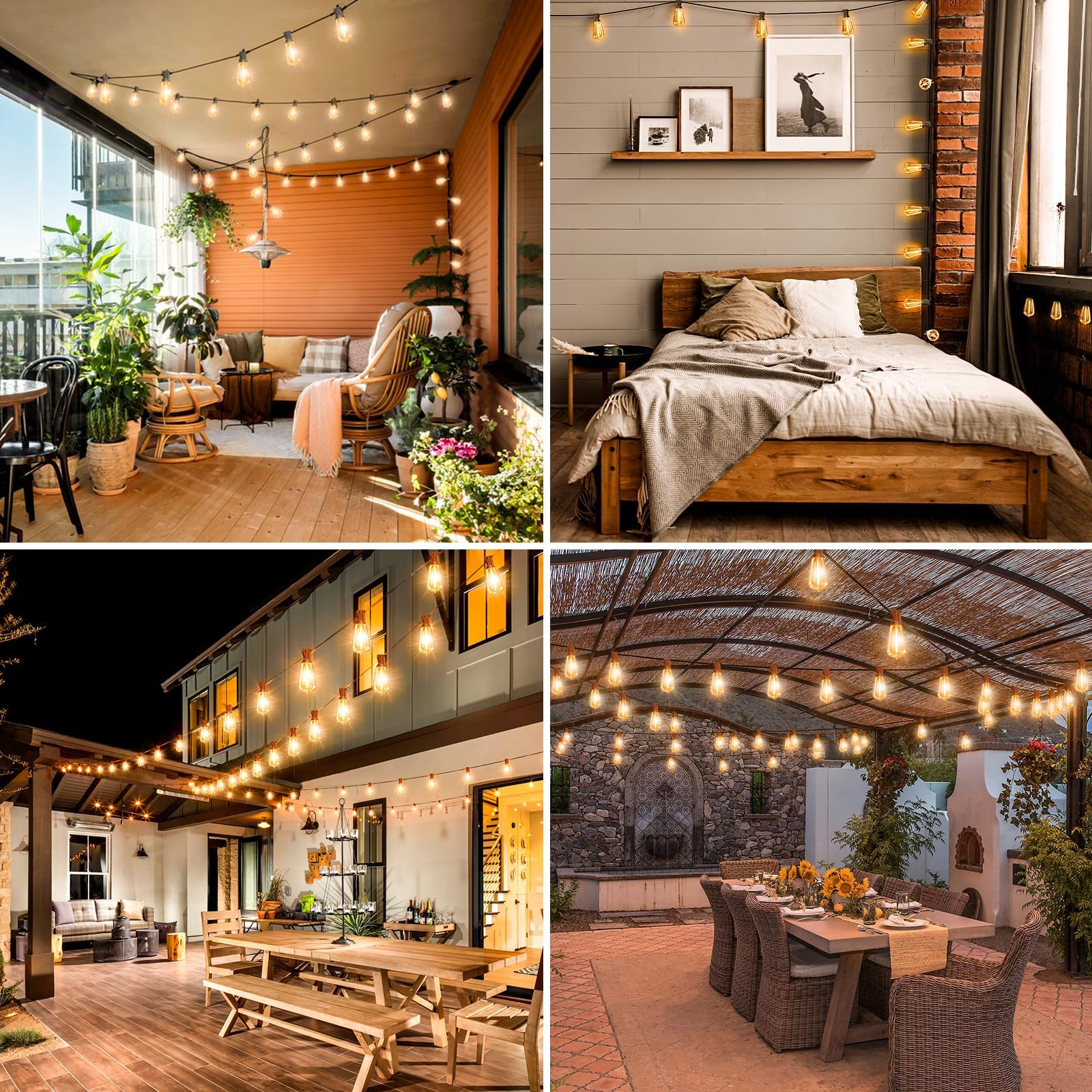 116FT Waterproof Outdoor String Lights with Shatterproof ST38 Edison Bulbs - Dimmable Patio Lights with Remote for Porch, Garden, Backyard | Perfect for Bistro, Gazebos, Fence & Outdoor Entertaining