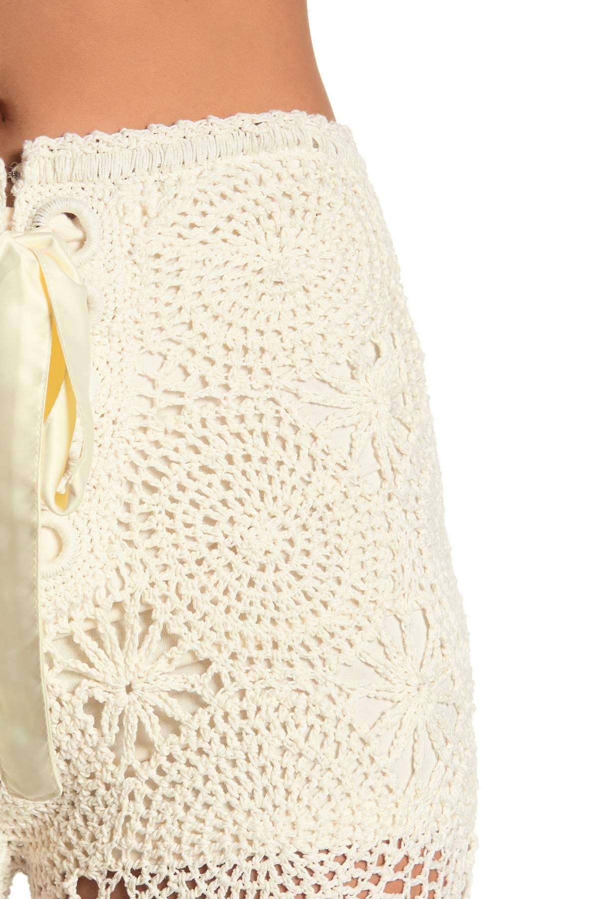 Free People Women's Dragonfly Crochet Flare Pants Ivory - Boho Chic Hippie Pants for Summer Festivals, Beach Vacations & Yoga