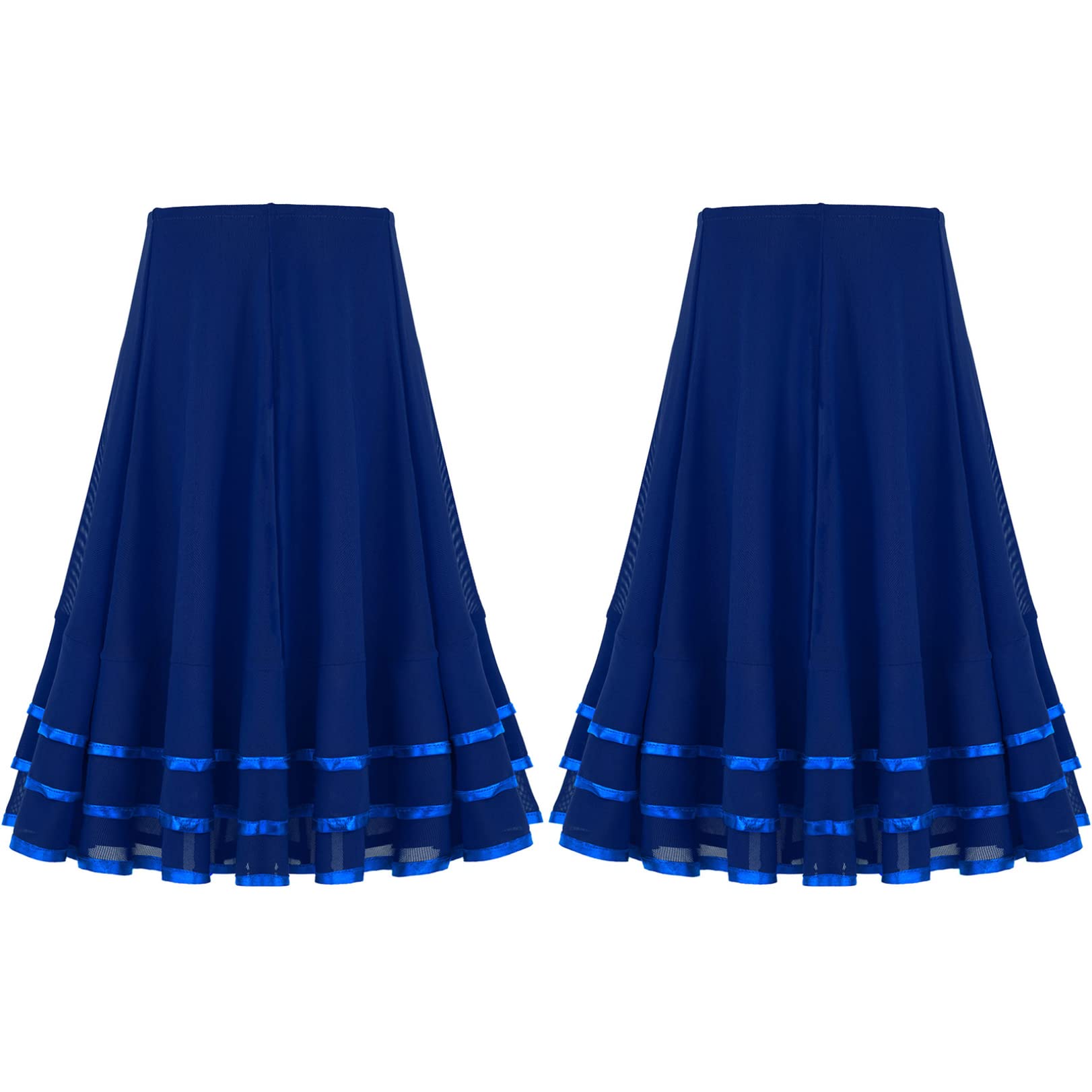 JEATHA Girls Chiffon Tiered Ruffle Maxi Skirt - A-Line Swing Skorts for Summer, Casual Wear & Latin Tango Dance - Perfect for Parties, Performances and Everyday Play
