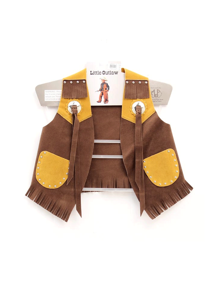 M&F 5083202 Kids Bigtime Rodeo Faux Suede Vest - Brown Western Cowboy Costume for Boys & Girls - Perfect for Halloween, Rodeo Parties & Dress-Up Play