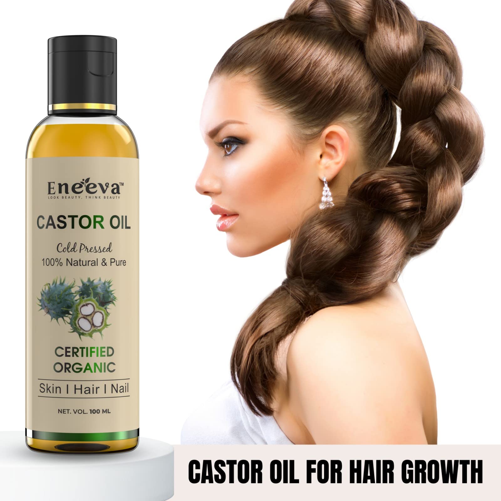 Eneeva Pure Castor Oil for Hair Growth & Hair Fall Control - 100% Herbal Adivasi Formula (100ml, Pack of 3) | Promotes Thicker, Stronger Hair | Ideal for Daily Hair Care & Scalp Massage