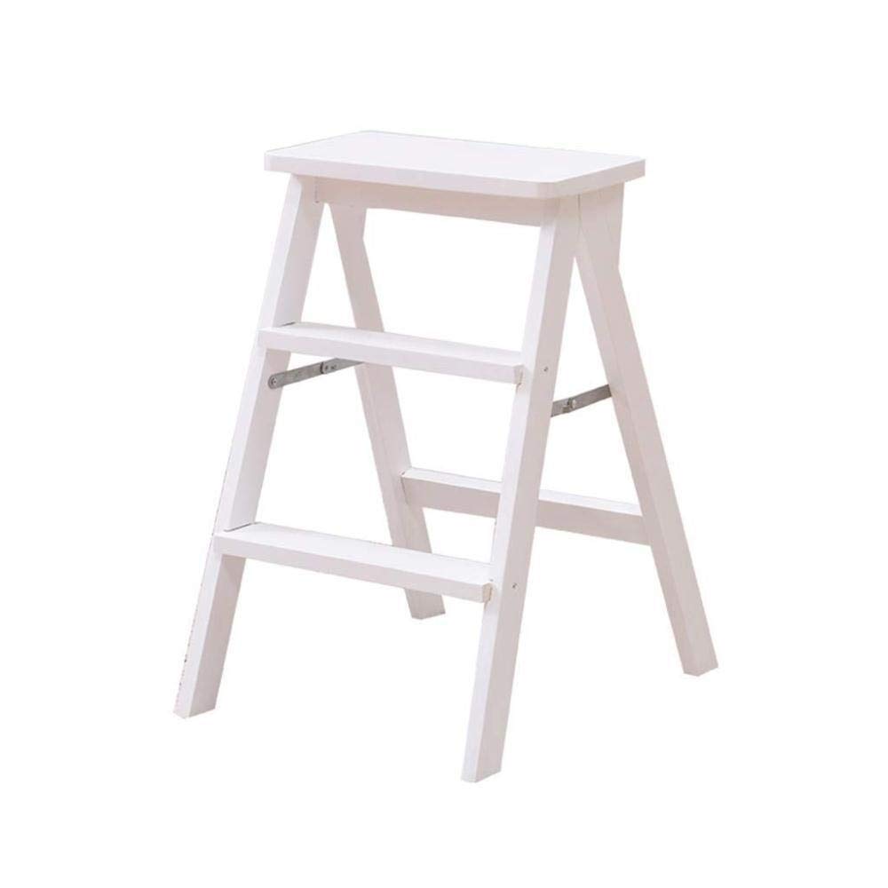 JHLP Wooden Folding Step Stool - 3-Step Climbing Stool for Kitchen, Office, Home - Portable Safety Ladder Chair with Non-Slip Steps (Natural Color) | Perfect for Reaching High Shelves, Organizing Cabinets, and Household Chores