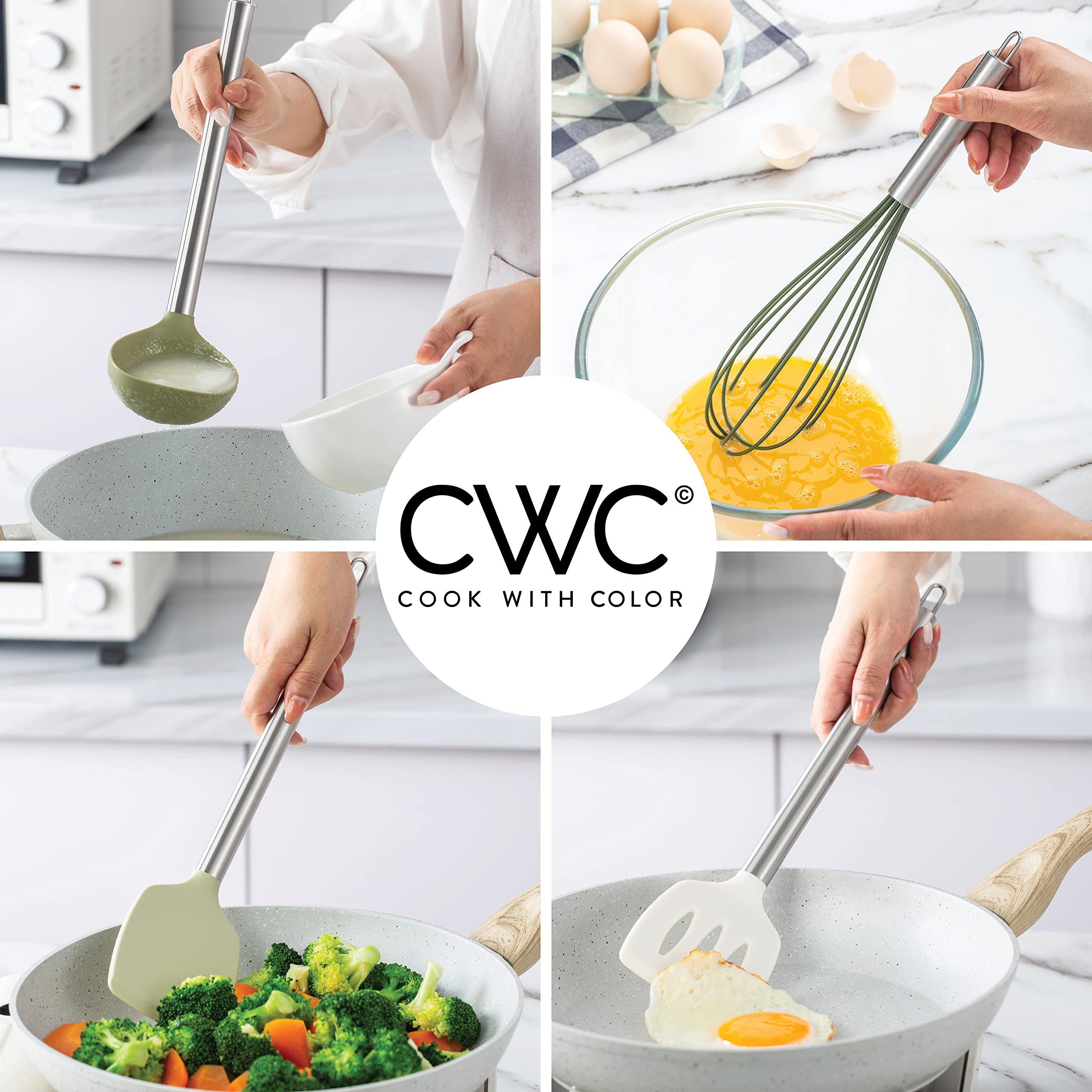Premium 10-Piece Nonstick Silicone Cooking Utensil Set - Heat-Resistant Kitchen Tools for Sauteing, Baking & Stirring - Safe for All Cookware - Easy Clean Green Kitchen Gadgets - Perfect for Home Chefs & Cooking Enthusiasts