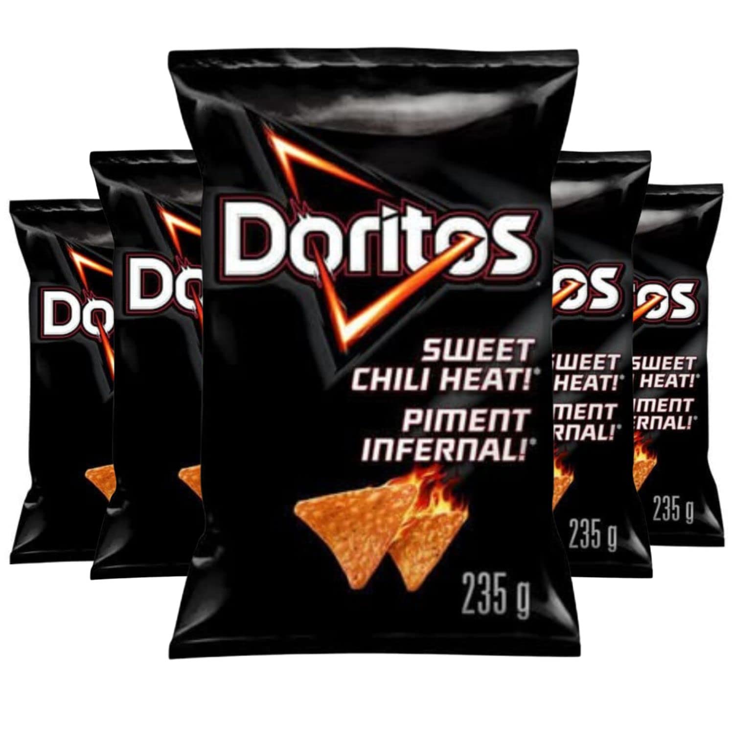 Doritos Sweet Chili Heat Tortilla Chips 8.2oz (5-Pack) | Spicy Snacks for Parties, Movie Nights & Game Day | Shipped from Canada