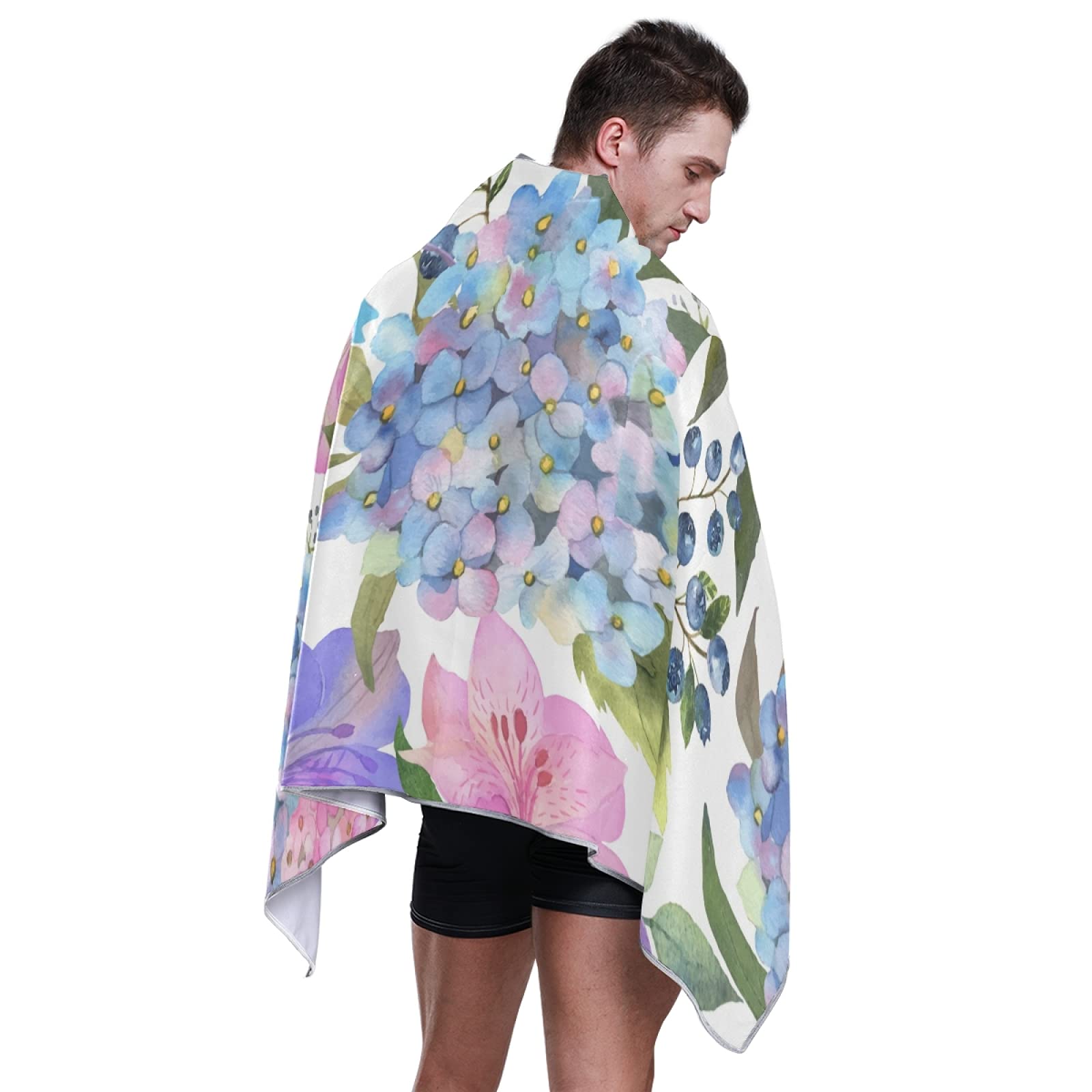 **Tarity Pink and Blue Hydrangea Beach Towel - 63