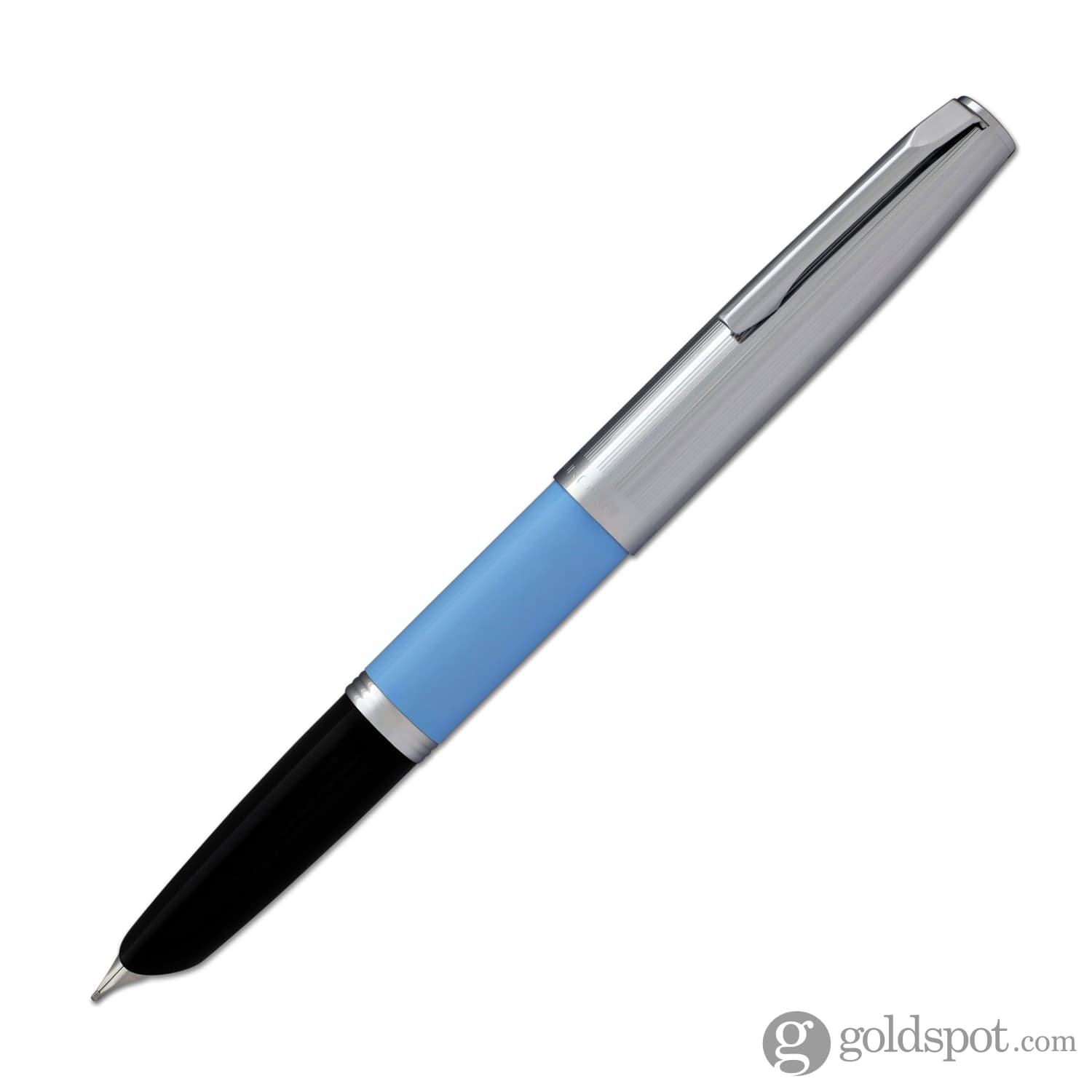 Aurora Duo Cart Fountain Pen - Light Blue Resin with Chrome Cap, Medium Nib - Premium Writing Instrument for Calligraphy, Journaling & Office Use