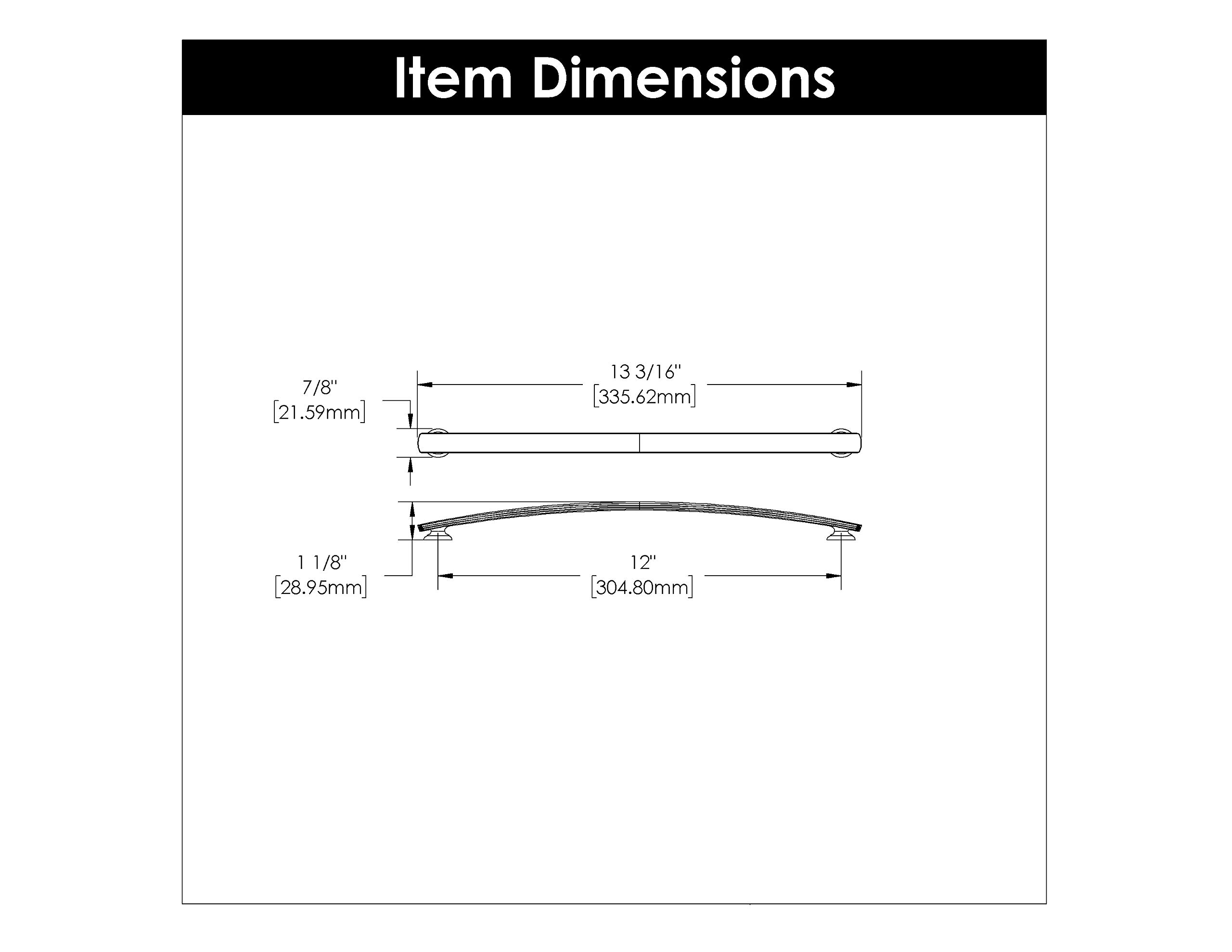 Premium 5-Pack Hickory Hardware Solid Core Kitchen Cabinet Pulls - 12 Inch Hole Center Matte Black Handles for Cabinets, Doors & Dressers | American Diner Collection | Ideal for Modern Kitchens, Bathroom Vanities & Office Furniture