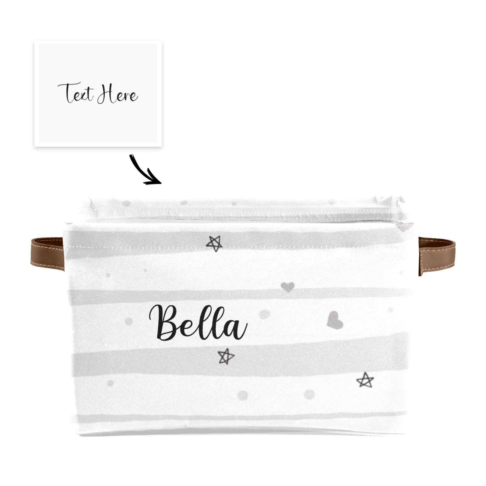 Personalized Collapsible Storage Bin with Name - Light Striped Fabric Organizer Box for Clothes, Toys, Pet Supplies & Nursery Items | Custom Closet Storage Basket for Home Organization & Space Saving