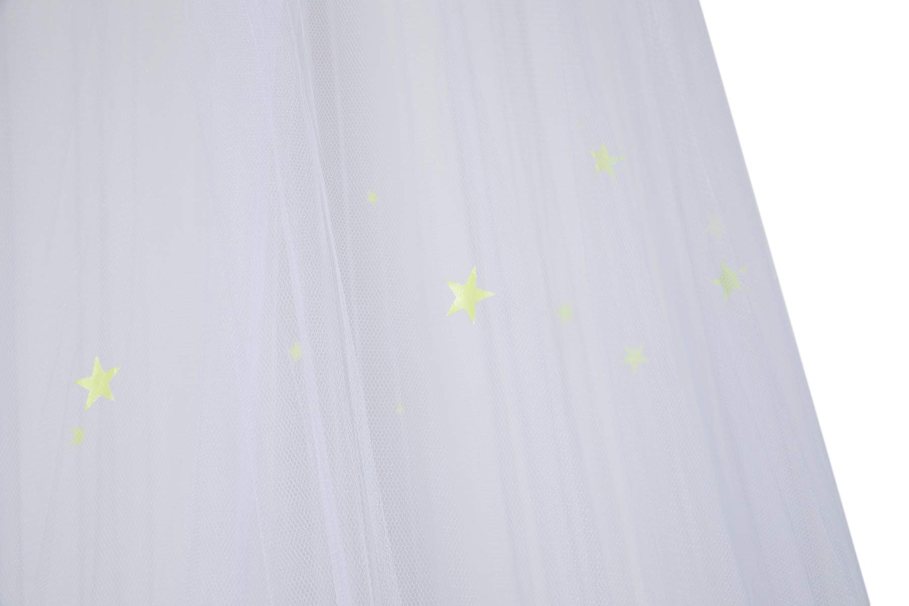 BCBYou Glow in the Dark Mosquito Net Bed Canopy with Fluorescent Stars - Baby, Kids & Adult Bed Tent for Cribs, Twin & Full Size Beds (White) - Perfect for Nursery, Kids' Room & Outdoor Camping Protection