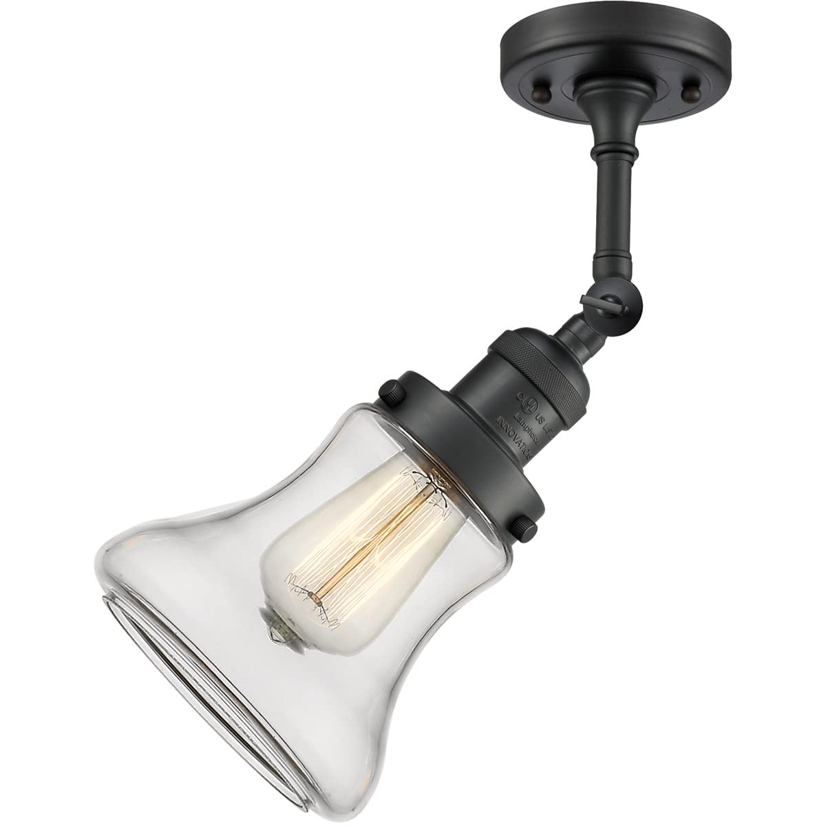 Innovations 201F-BK-G192-LED Matte Black LED Semi-Flush Mount Ceiling Light - Perfect for Bedroom, Kitchen, Hallway & Modern Home Decor