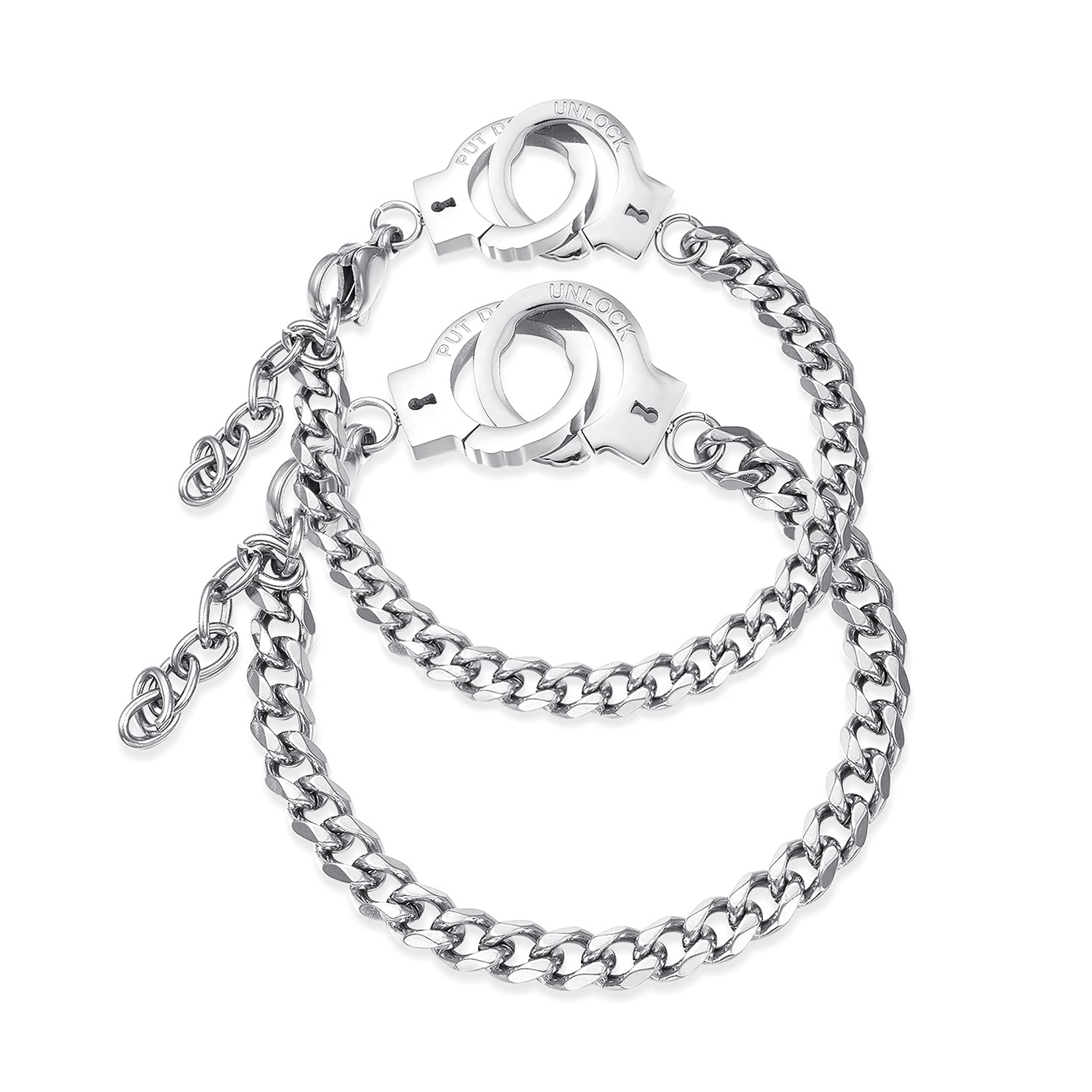 Stylish Stainless Steel Handcuff Cufflink Bracelet for Men - Adjustable Black Statement Cuff Bracelet - Perfect for Gifts, Parties, and Fashion Accessories