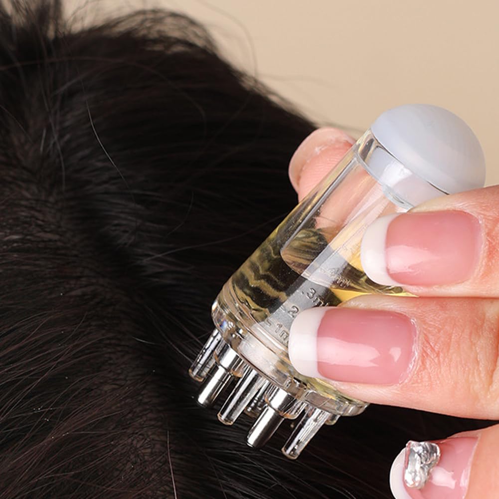 Homfanseec Scalp Applicator Comb - Hair Growth Oil & Serum Applicator with Massaging Ball Tips for Scalp Care - Perfect for Home & Travel Use (White) | Ideal for Applying Hair Treatments, Essential Oils & Liquid Serums