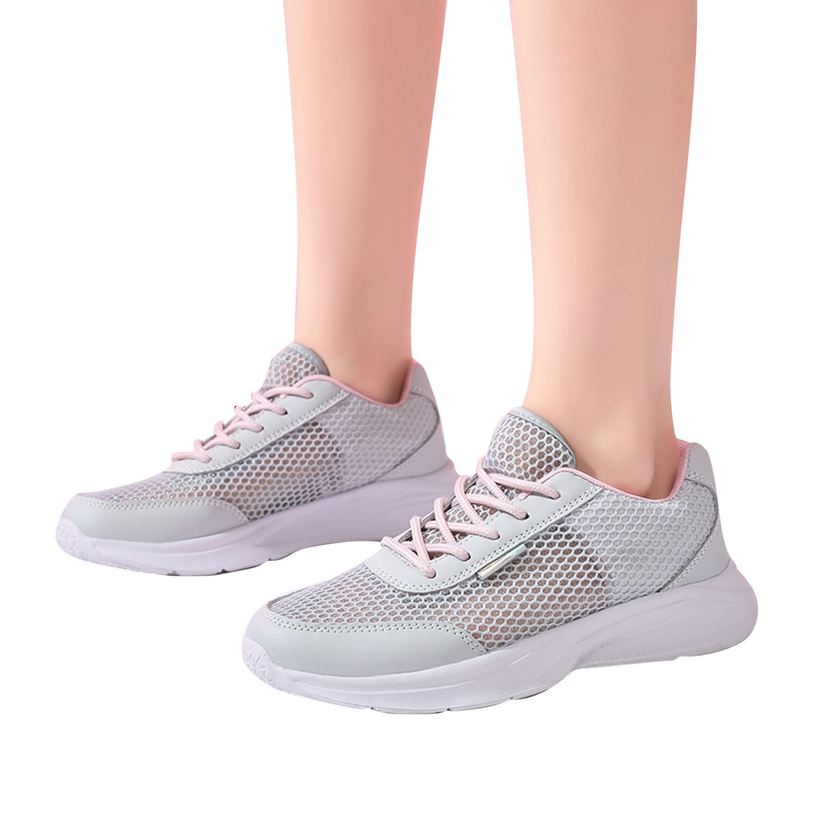 Women's Slip-On Walking Shoes - Lightweight Breathable Mesh Sneakers for Running, Jogging & Tennis | Comfortable Soft Sole Lace-Up Design for Outdoor & Indoor Sports Activities | Perfect for Gym, Workout, Travel and Daily Wear