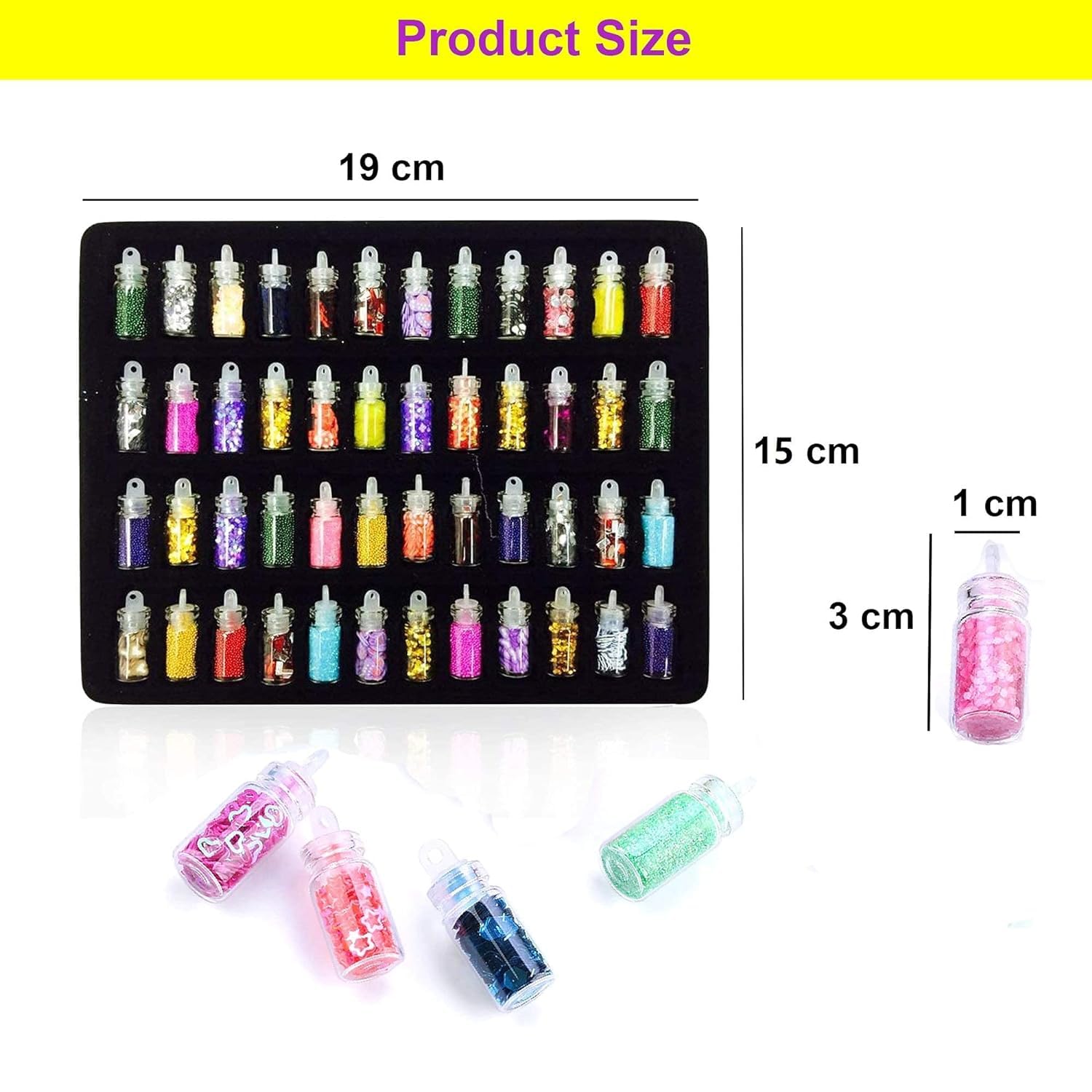 Huda Crush Beauty Acrylic 3D Glitter Powder Nail Art Kit - 48 Mini Bottles Set with Nail Stickers & Tools | Perfect for DIY Manicure, Nail Salon, and Home Nail Art Decoration