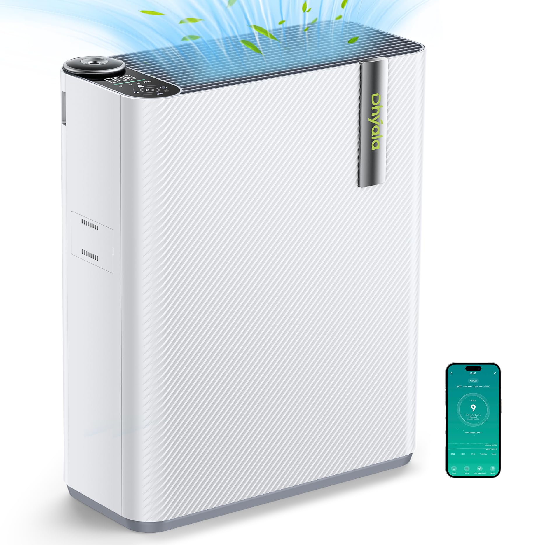 HEPA Air Purifier for Large Rooms up to 1732 Sq Ft - Smart WiFi Enabled with Humidifier, Air Quality Monitor & Quiet Sleep Mode - Removes Pet Odors, Dust, Smoke - Perfect for Bedrooms, Living Rooms & Home Offices (White)