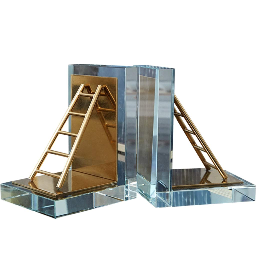 Modern Cloud Ladder Crystal Bookends - Elegant Bookshelf & Desktop Decor for Heavy Books | Perfect for Home Office, Library & Gift Giving