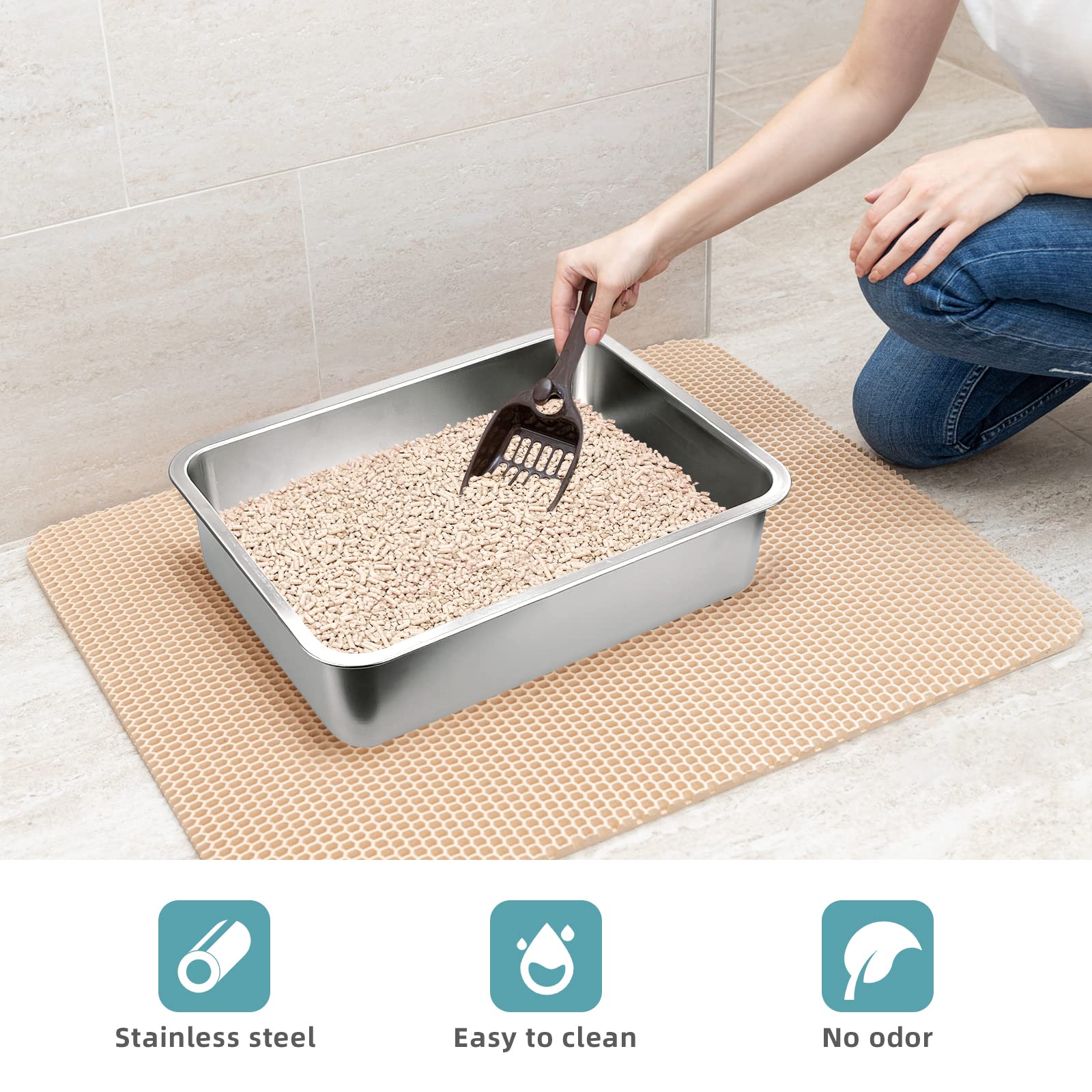 Stainless Steel Cat Litter Box for Small Pets - 4