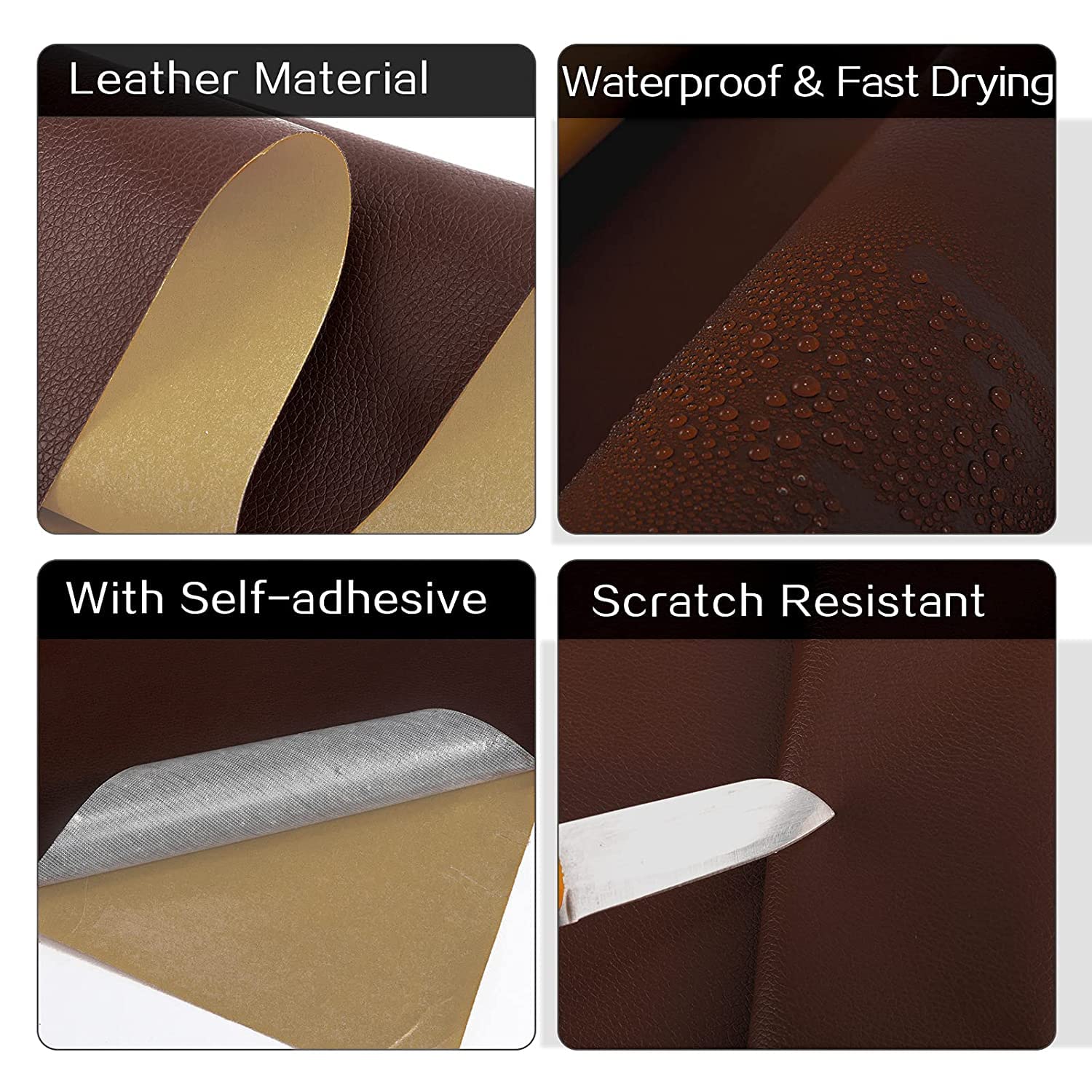 Premium Self-Adhesive PU Leather Repair Patches - 60x30cm (2 Pack) - Faux Synthetic Leather Fabric for Sofa, Car Seats, Handbags & Jackets - DIY Sticky Material for Home, Office & Travel Use