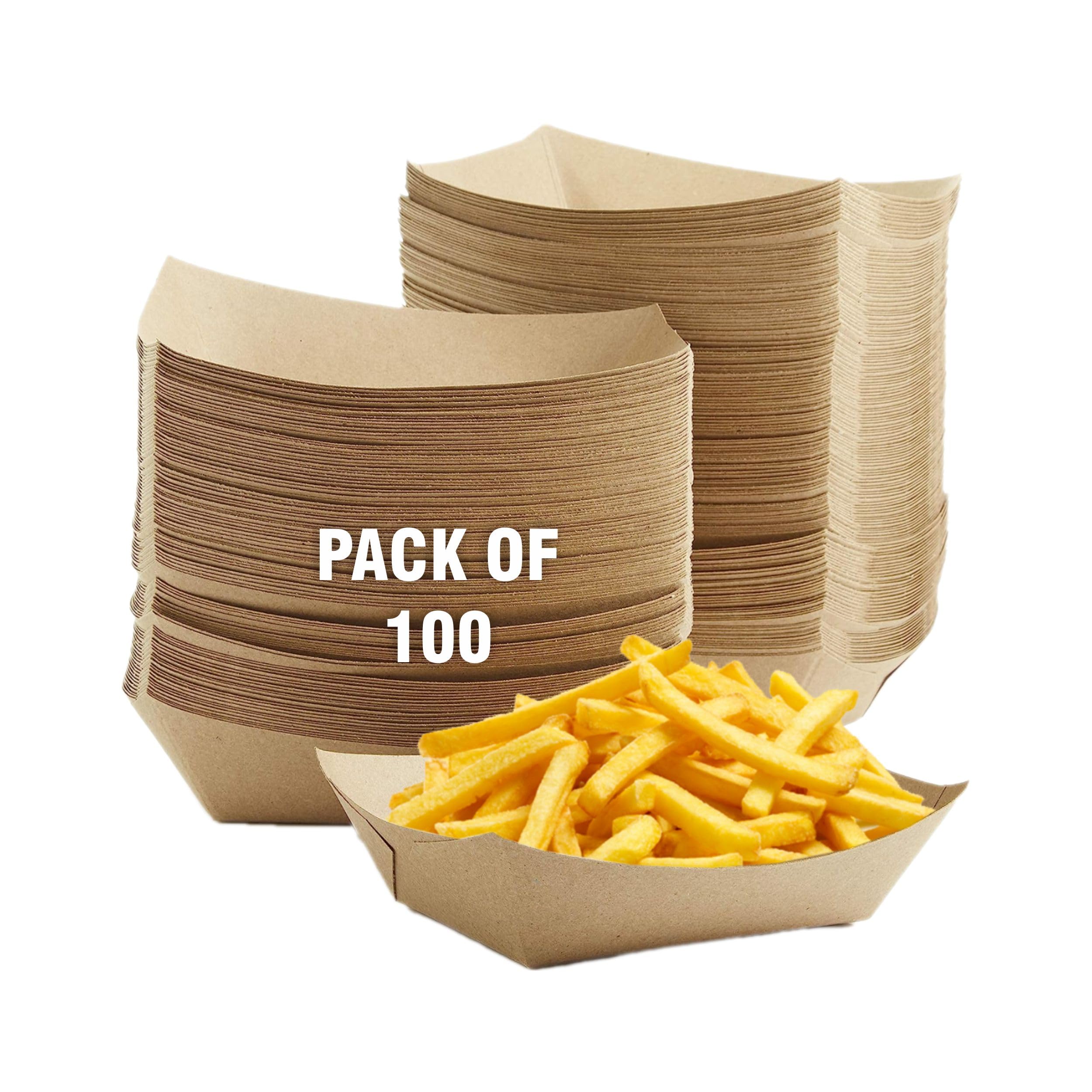 100-Pack 2lb Natural Kraft Paper Food Trays - Eco-Friendly Disposable Serving Containers for Parties, Picnics & Concession Stands