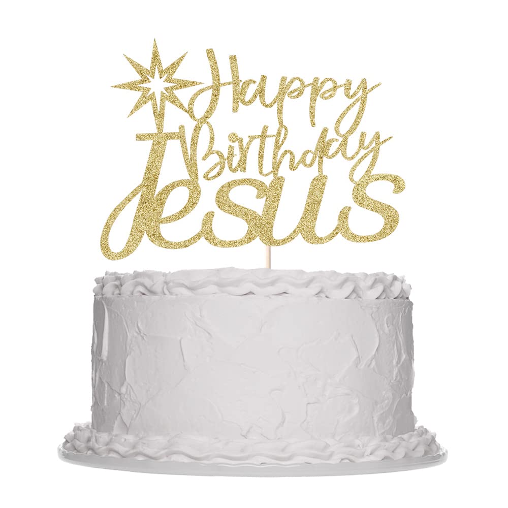 Jesus Cake Toppers - Religious Birthday Cake Decorations for Easter, Christmas & Good Friday Celebrations | Gold Jesus Christ Cake Topper for Holiday Parties, Birthday Cakes & Christian Events