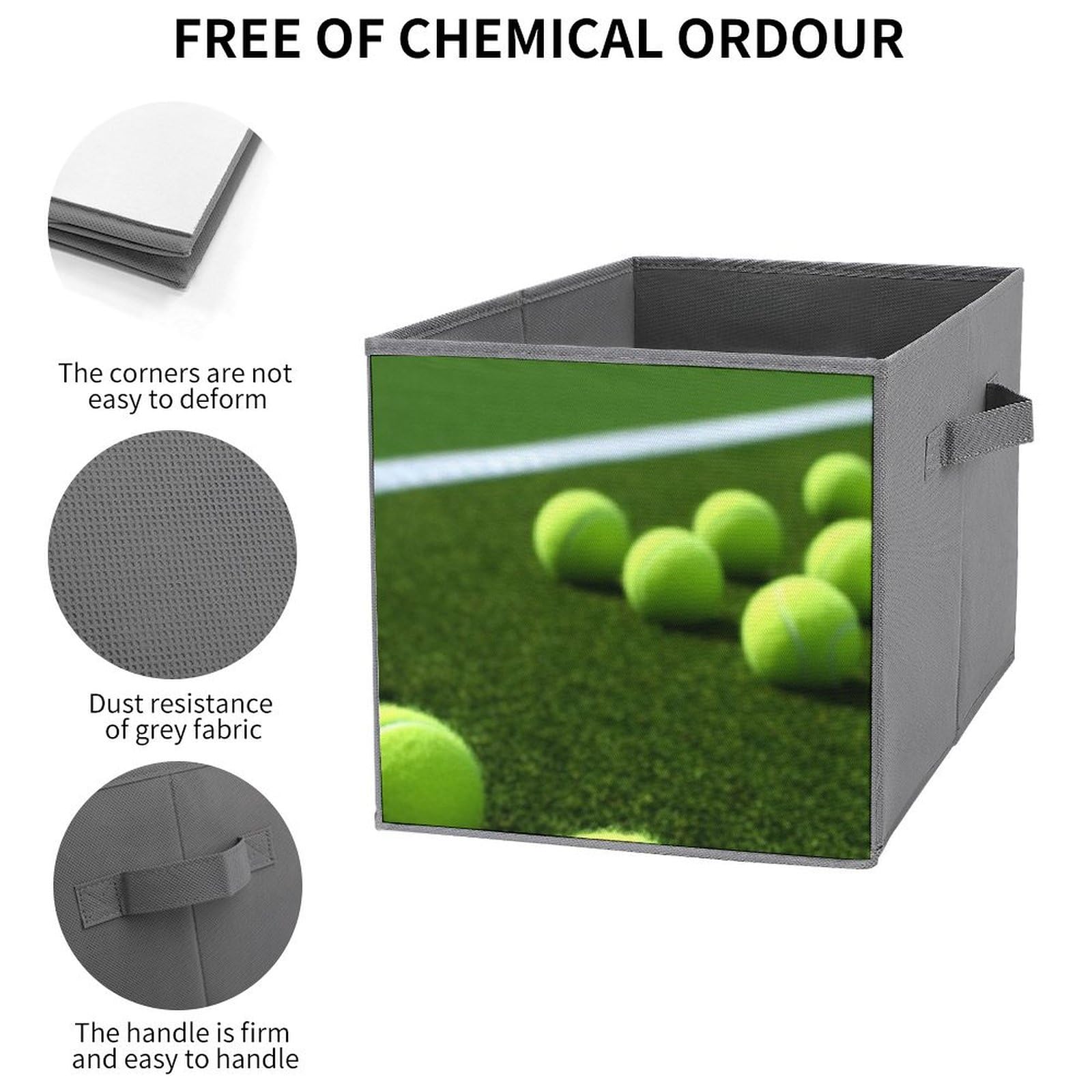 Premium 6-Pack Collapsible Storage Baskets with Handles - Foldable Fabric Storage Cubes for Tennis Balls, Sports Gear & Home Organization - Perfect for Closet, Laundry Room & Courtside Equipment Storage
