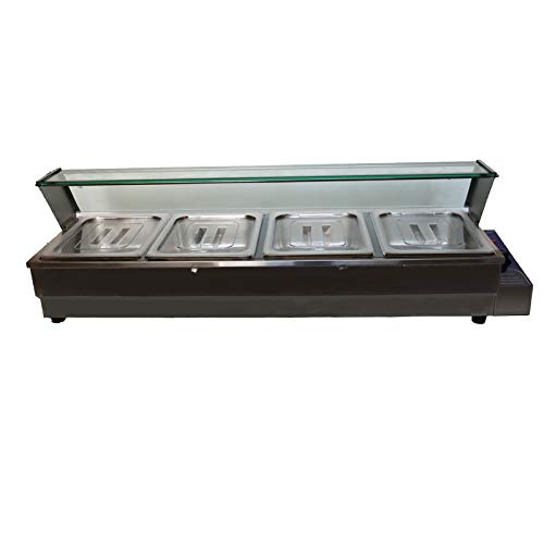INTSUPERMAI Commercial 4-Pot Countertop Food Warmer - Bain Marie Buffet Steam Table for Soup, Steamer & Canteen Meals - 110V Electric Food Heater for Restaurants, Catering & Buffet Service