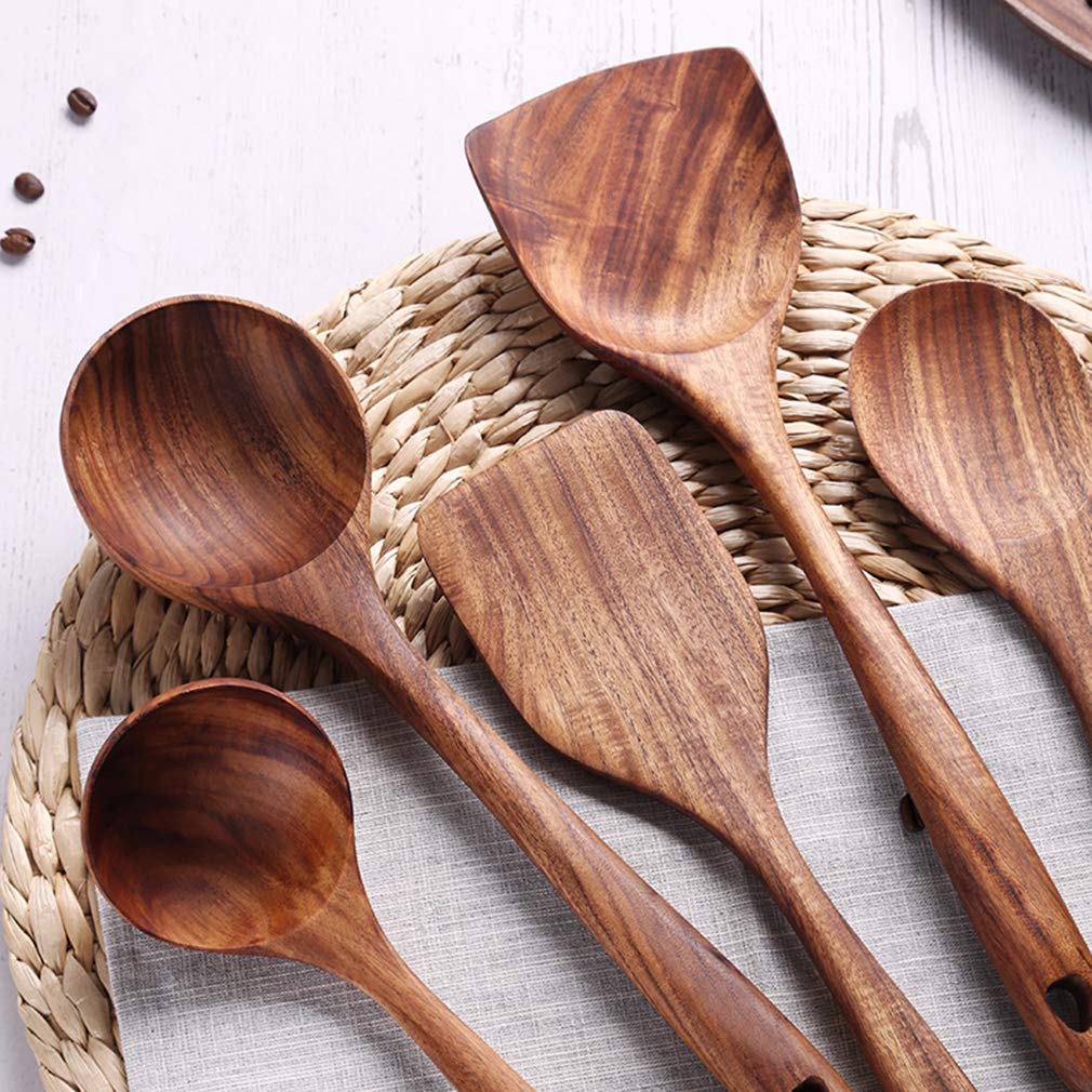 Premium Wooden Kitchen Cooking Utensils Set - 12-Piece Non-Stick Heat Resistant Cookware with Ergonomic Handles - Perfect for Baking, Stirring & Serving - Ideal Housewarming Gift for Home Chefs & Cooking Enthusiasts