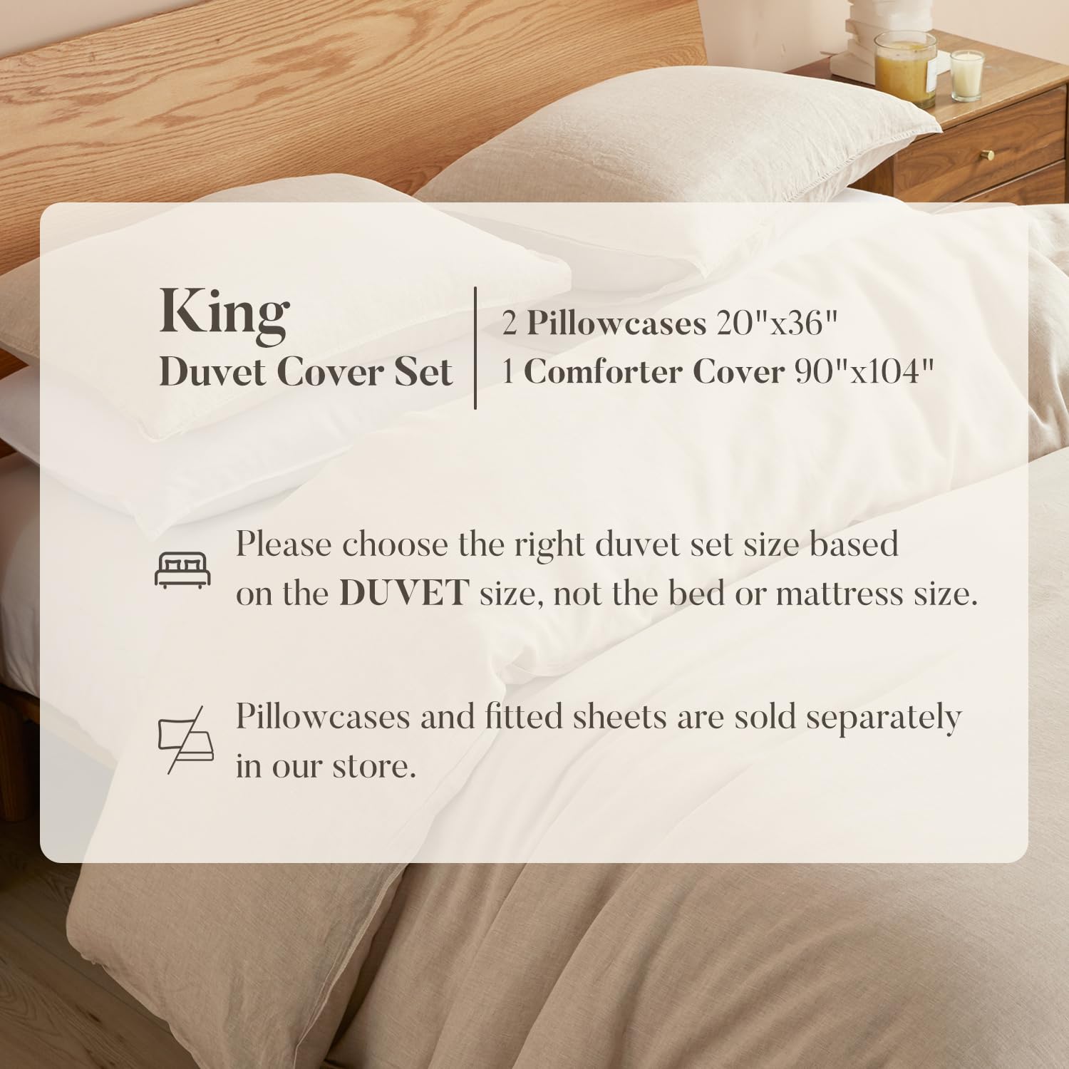 100% Pure Natural French Flax Linen Duvet Cover Set 3PCs King Size - Breathable & Hypoallergenic Bedding for Luxury Hotels, Vacation Homes & Master Bedrooms